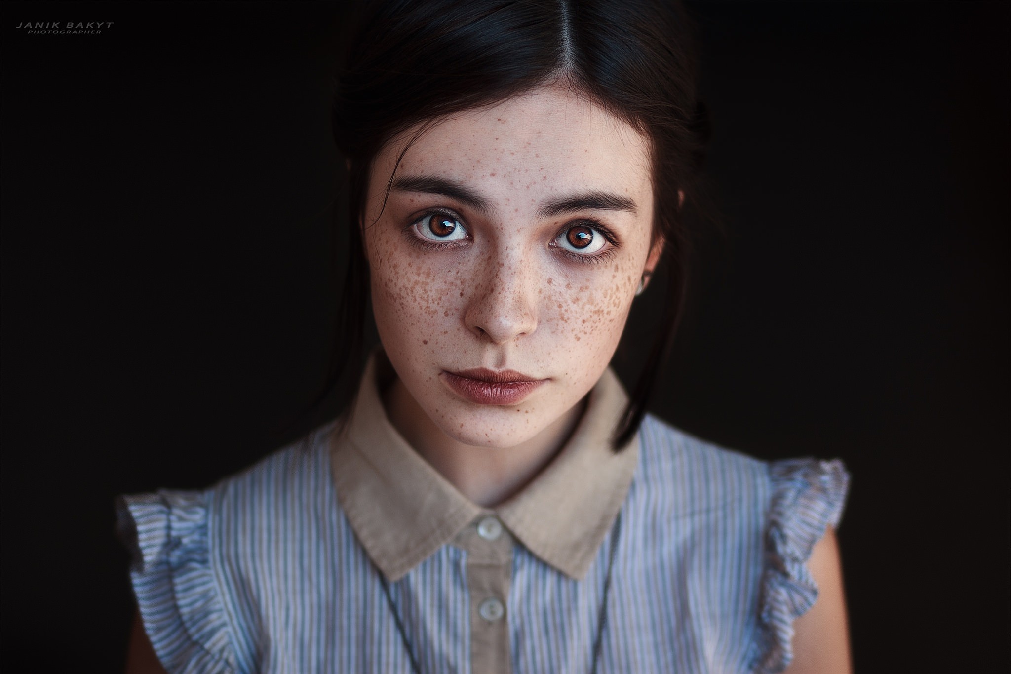 Portrait of a woman with freckles by Janik Bakyt HD Wallpaper