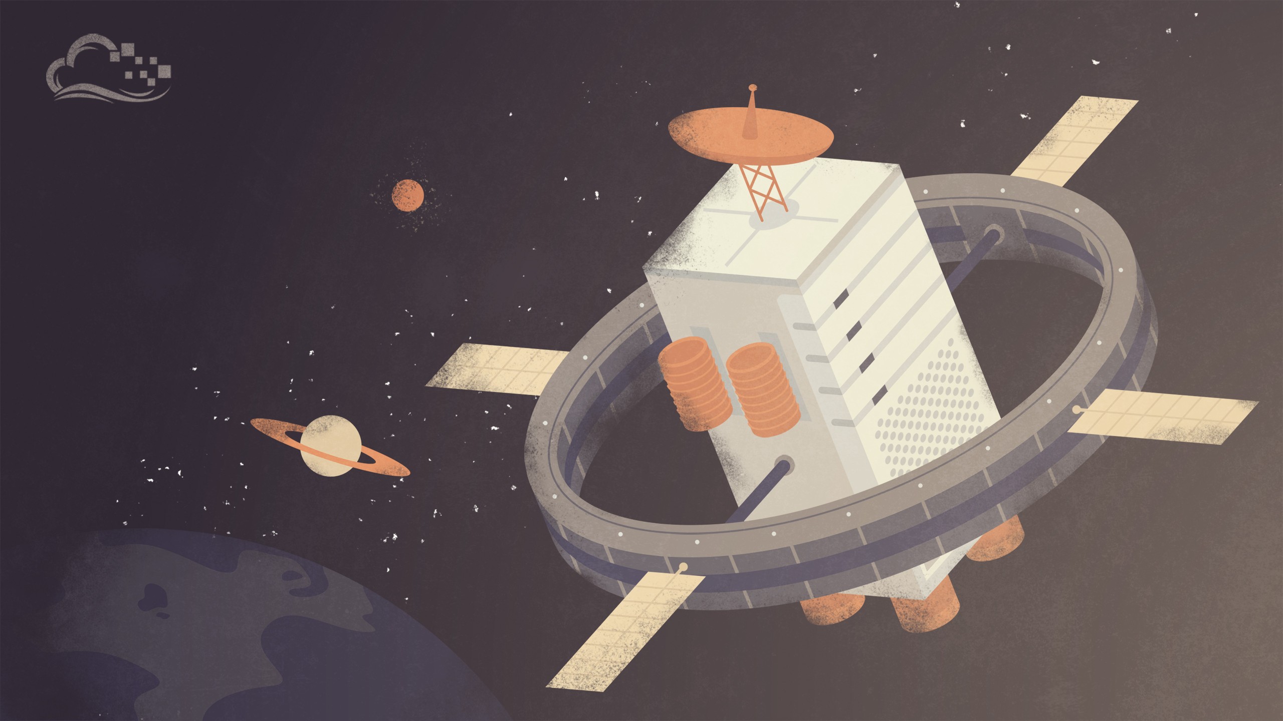 DigitalOcean space station with planets HD Wallpaper