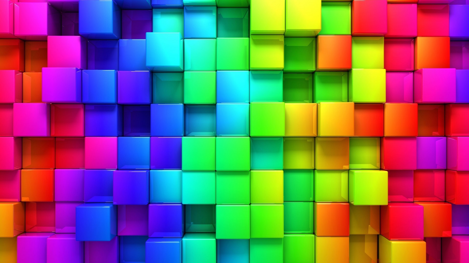 Abstract rainbow cubes pattern HD Wallpaper