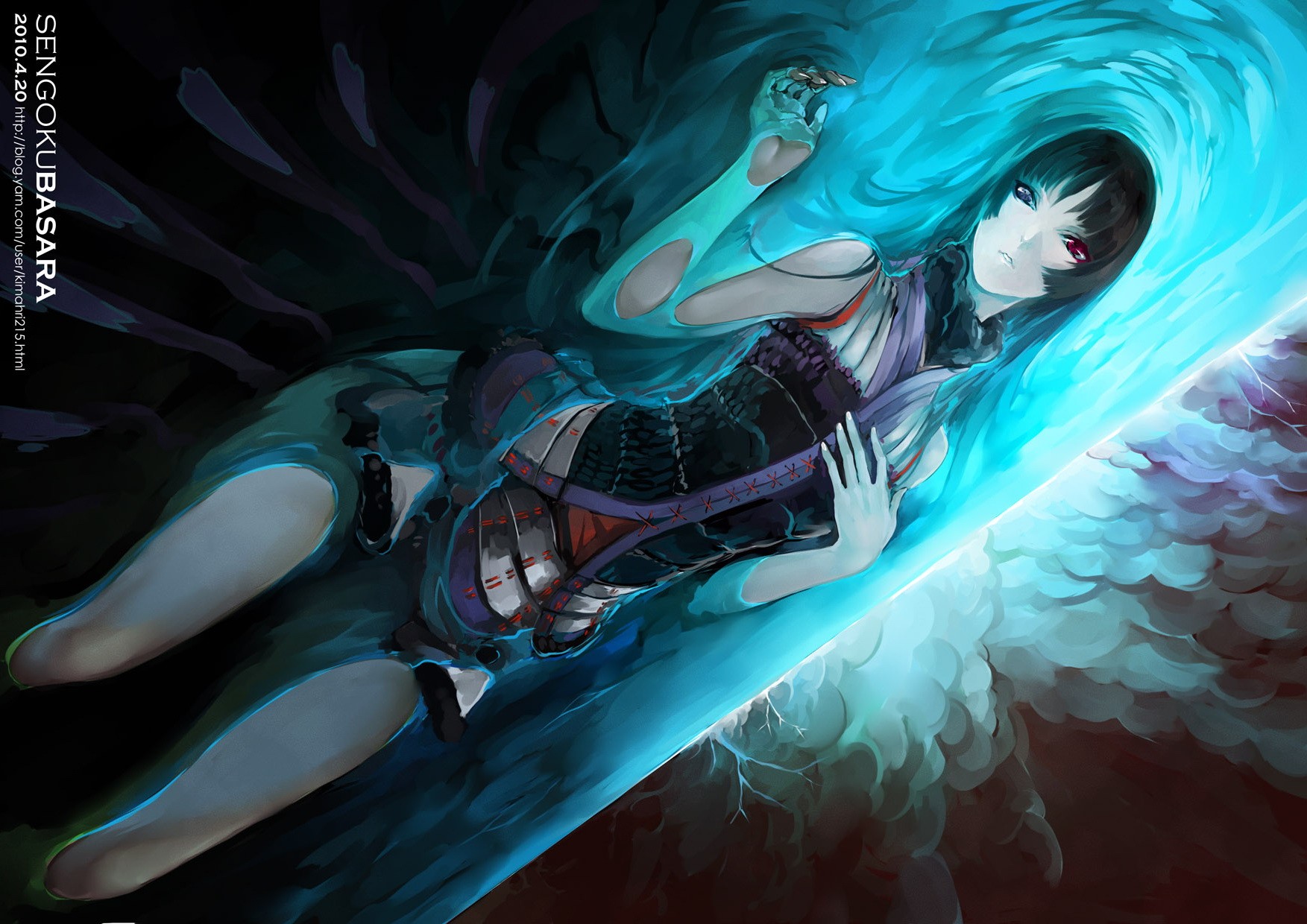 Sengoku Basara Anime Girl with Blue Energy HD Wallpaper