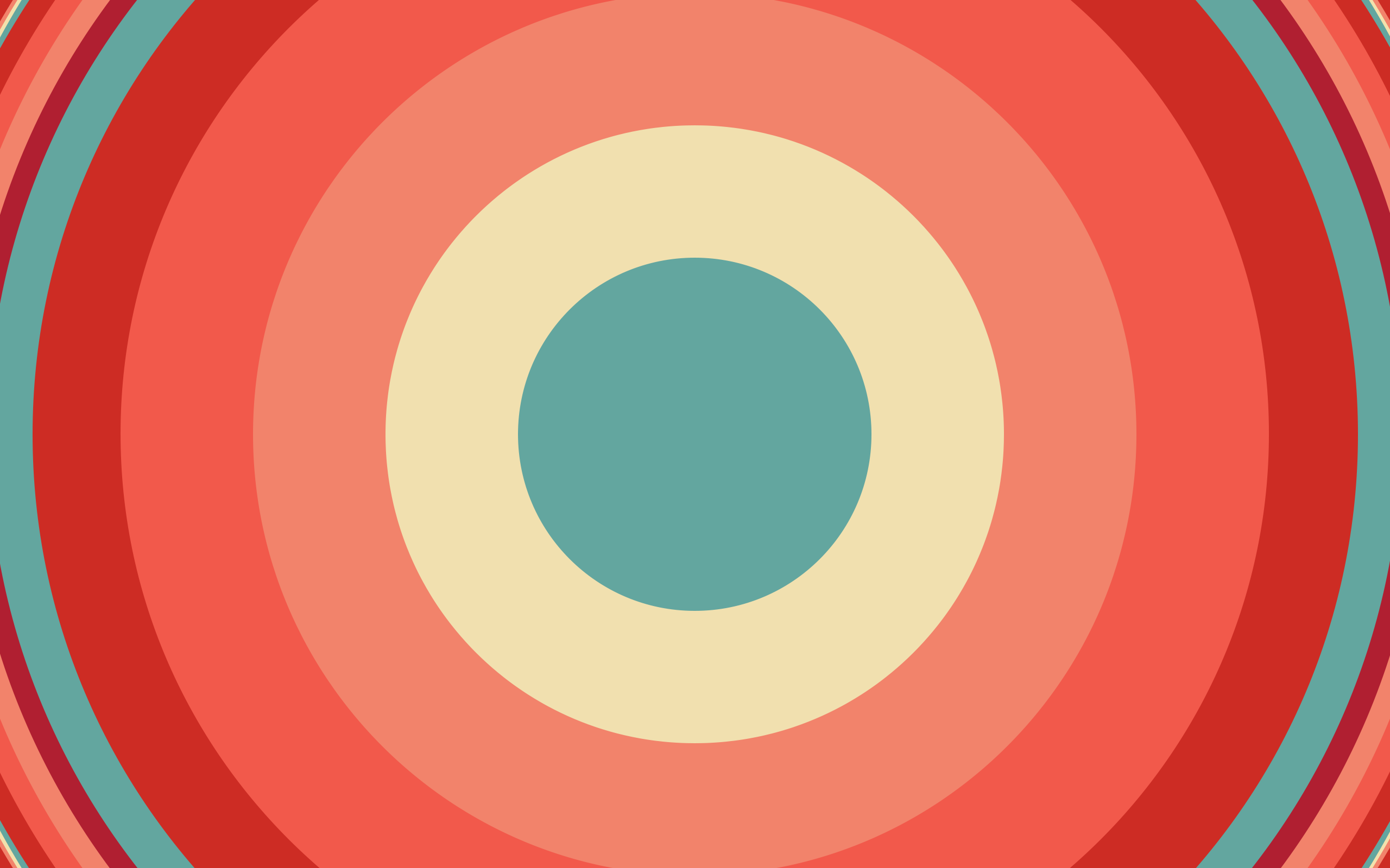 Concentric circles pattern in red, cream, and teal HD Wallpaper