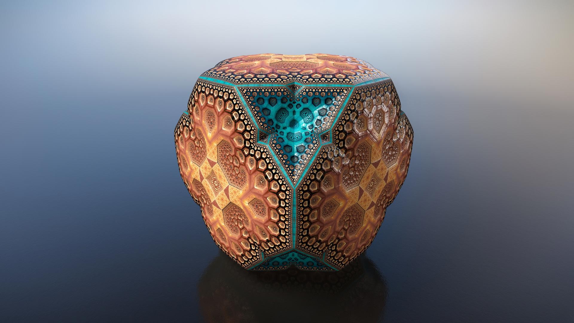 3D fractal object with intricate patterns HD Wallpaper
