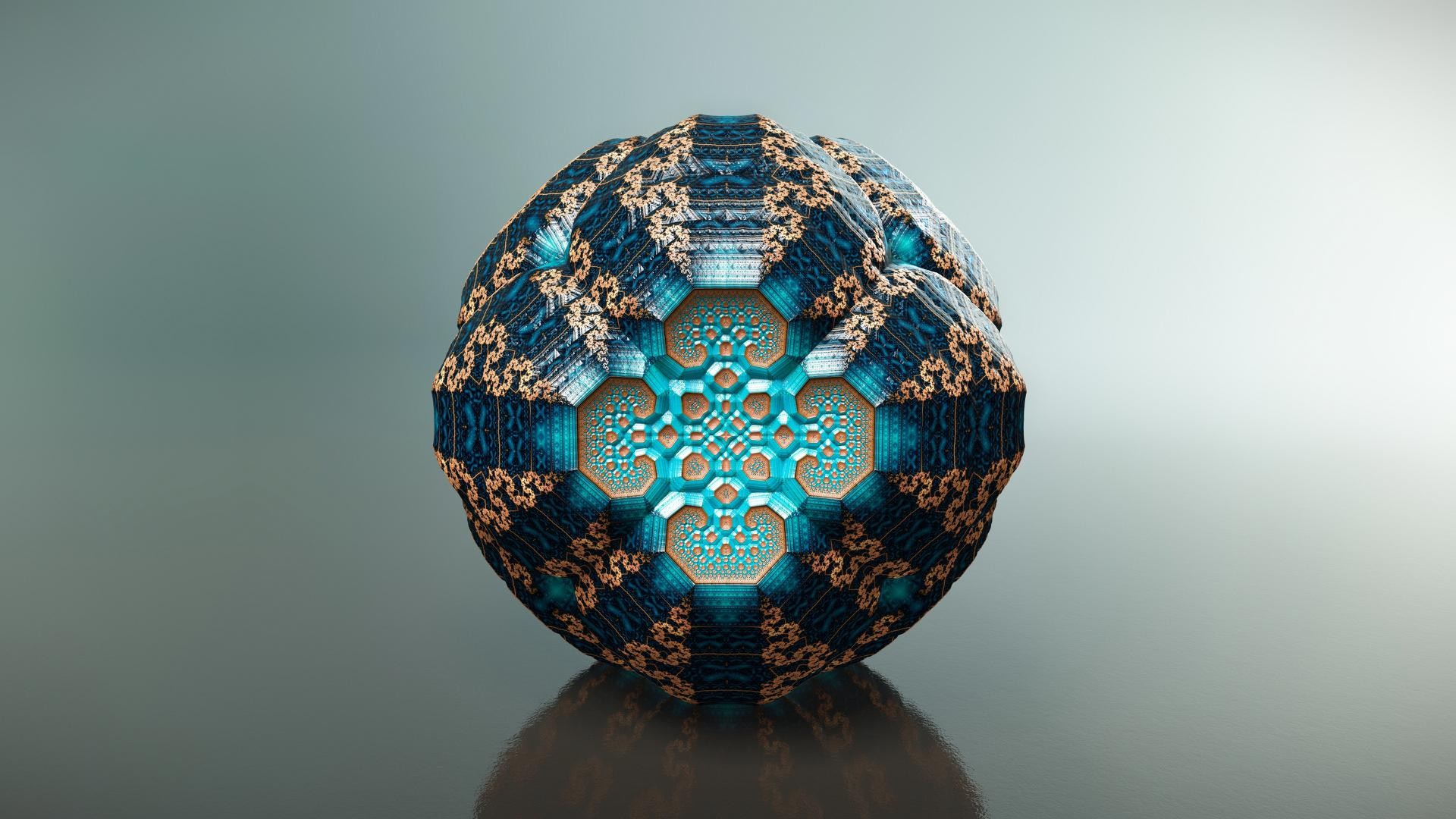 3D fractal sphere with intricate geometric patterns HD Wallpaper