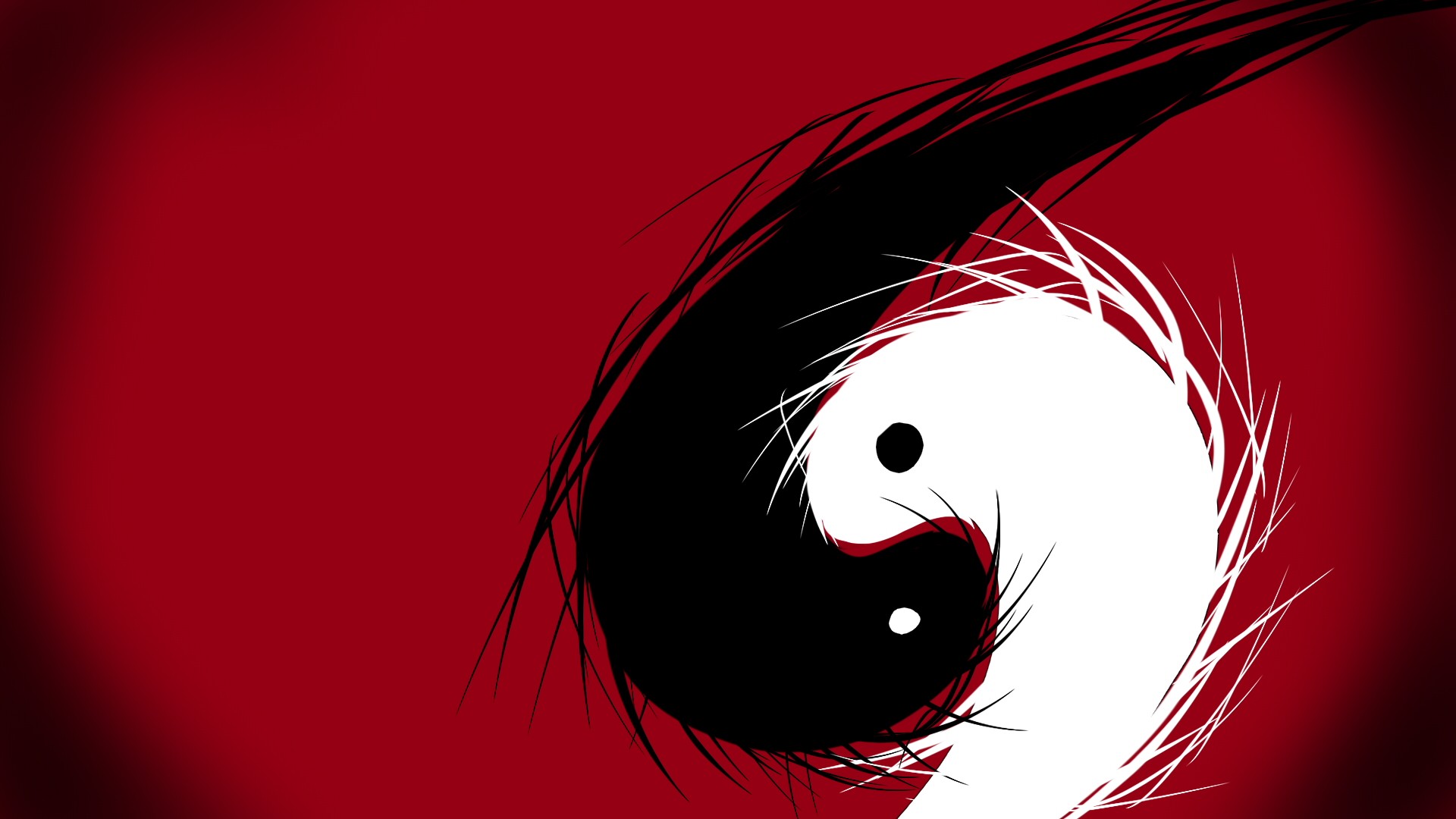 Yin and Yang symbol with red background HD Wallpaper