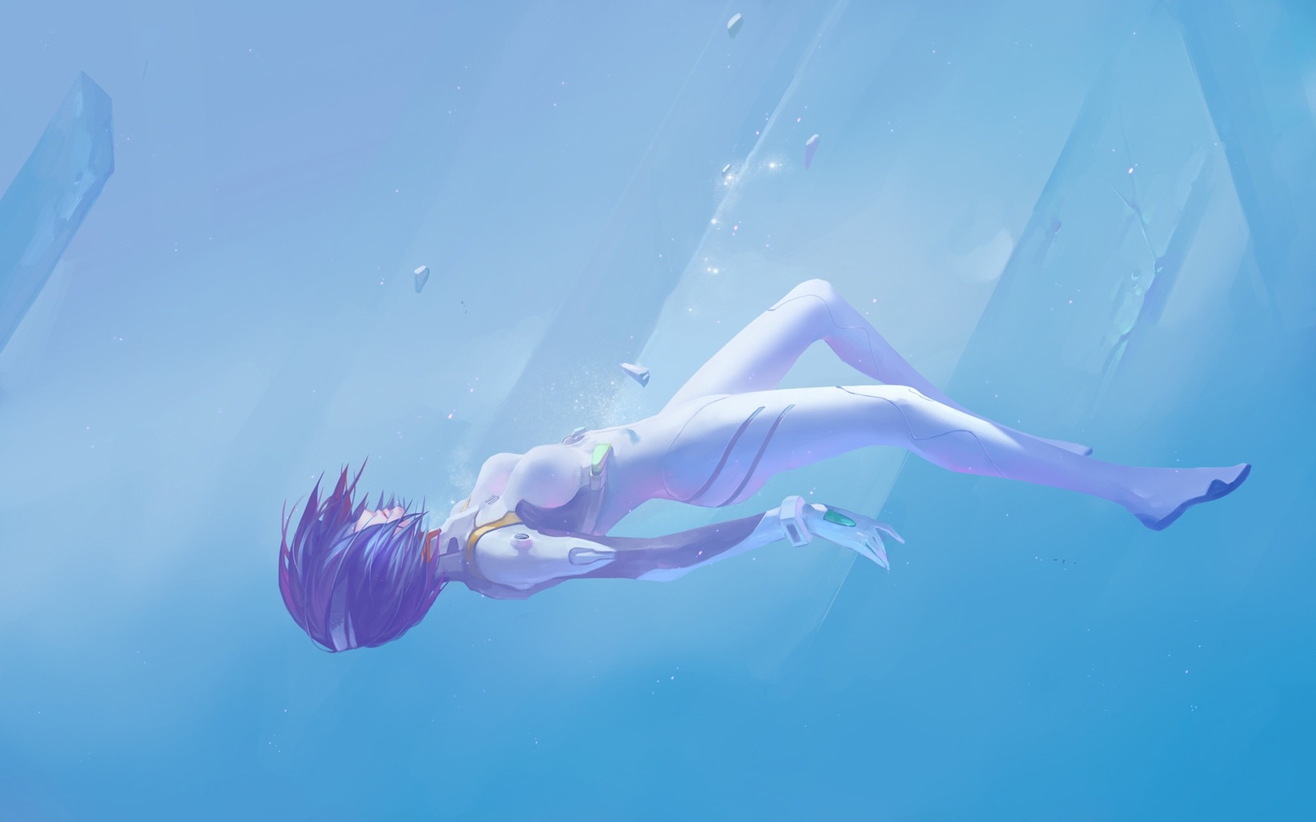 Rei Ayanami in a plugsuit underwater HD Wallpaper
