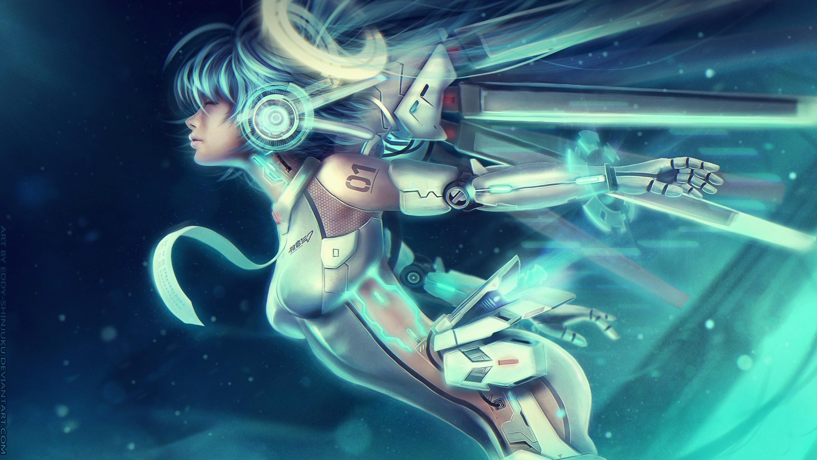 Cyberpunk girl with futuristic cybernetic enhancements HD Wallpaper