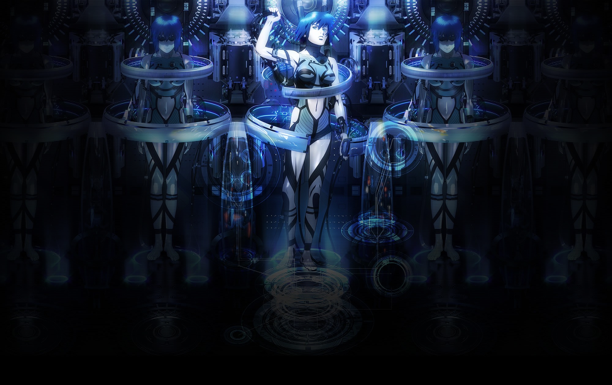 Ghost in the Shell: Motoko Kusanagi in futuristic pods HD Wallpaper