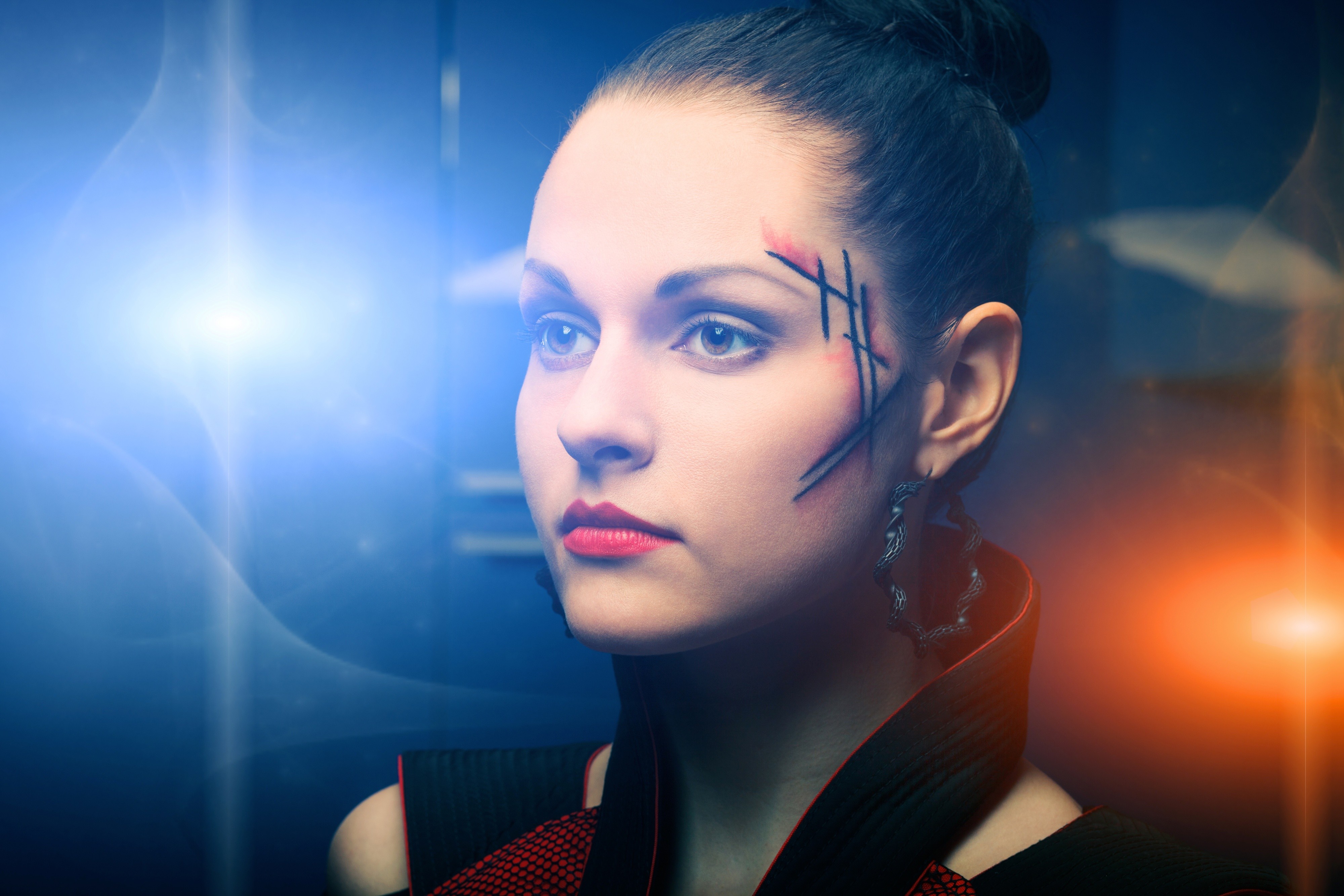 Cyberpunk woman with futuristic makeup HD Wallpaper