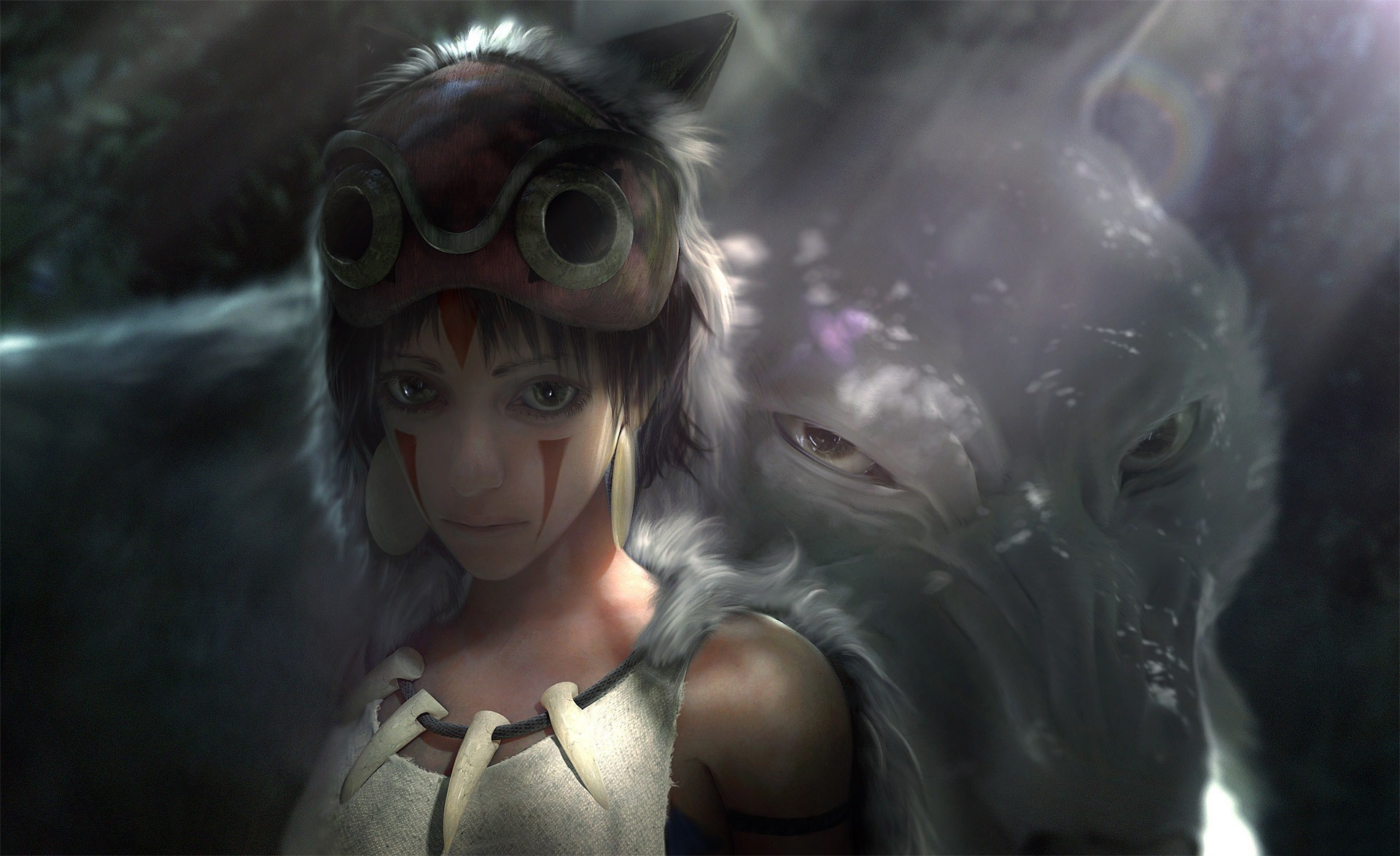 Princess Mononoke and a wolf HD Wallpaper