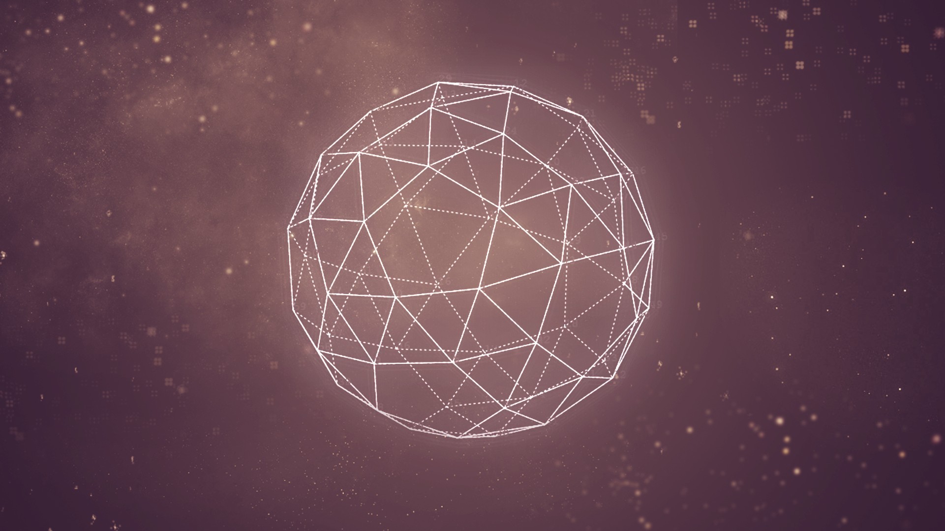 Wireframe sphere with particles and digital patterns HD Wallpaper