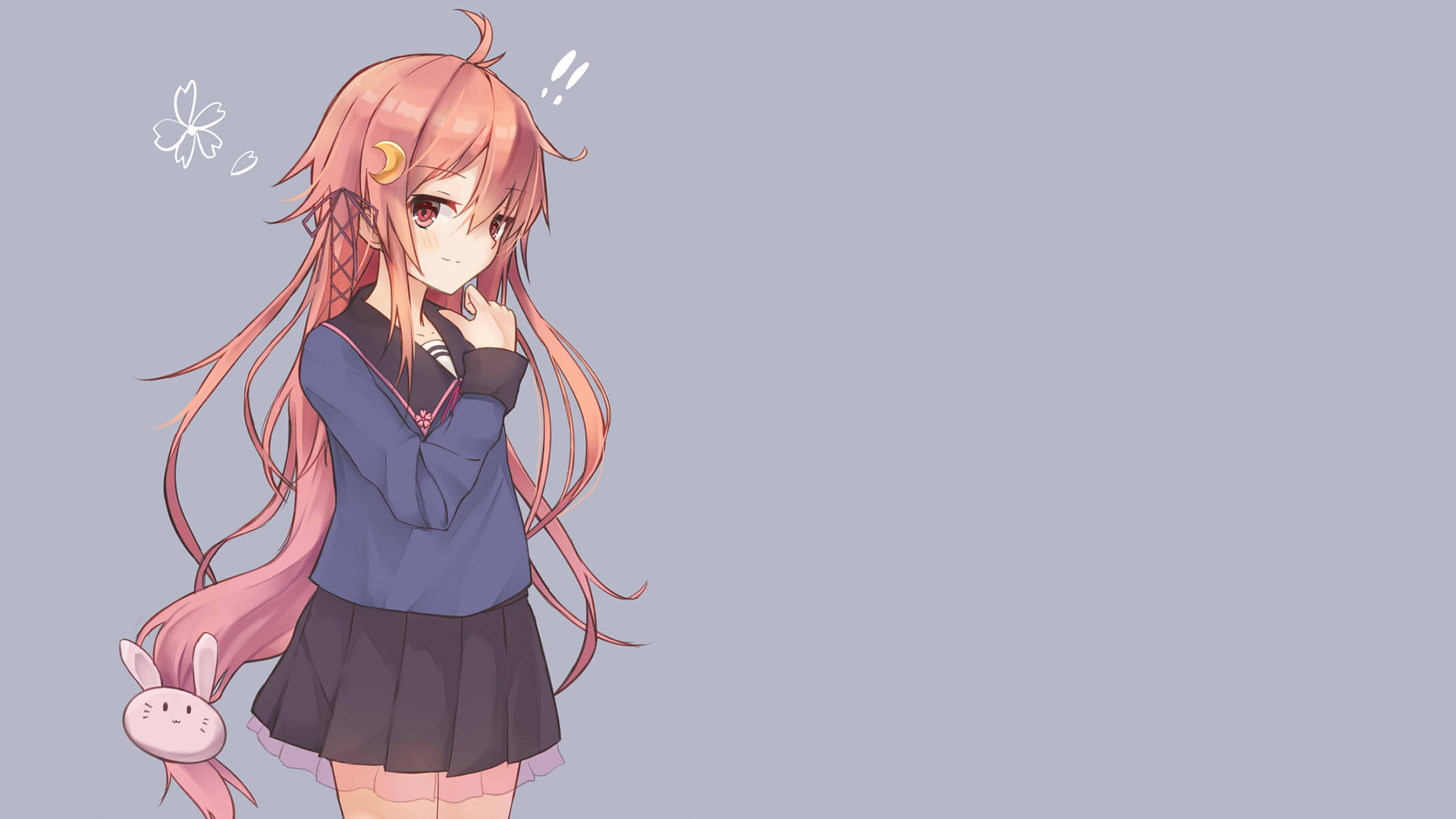 Uzuki (KanColle) with pink hair and school uniform HD Wallpaper