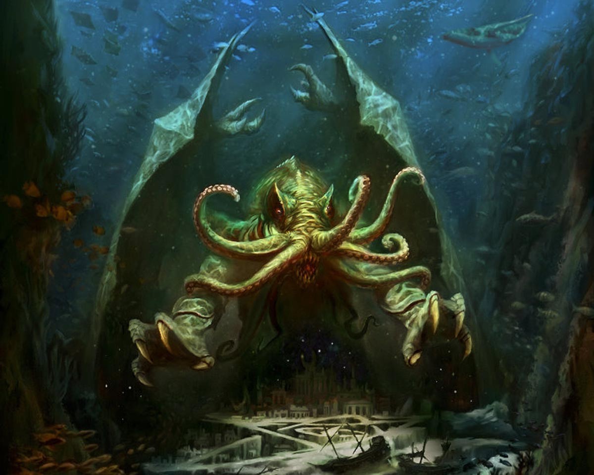 Cthulhu emerges from a sunken city HD Wallpaper
