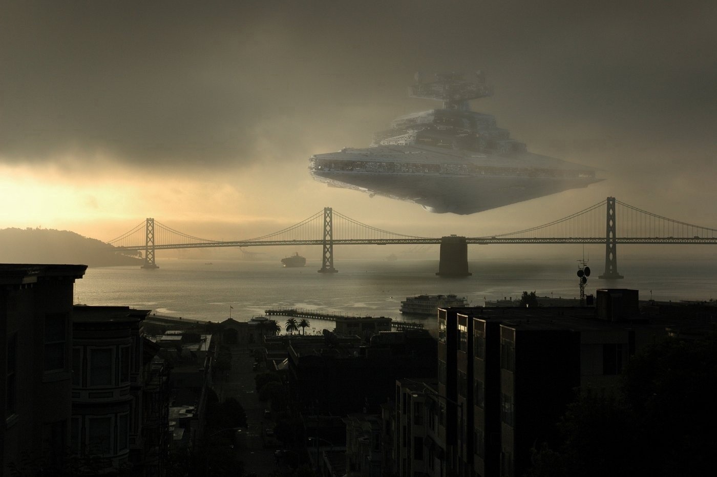 Star Wars Imperial Star Destroyer over San Francisco HD Wallpaper