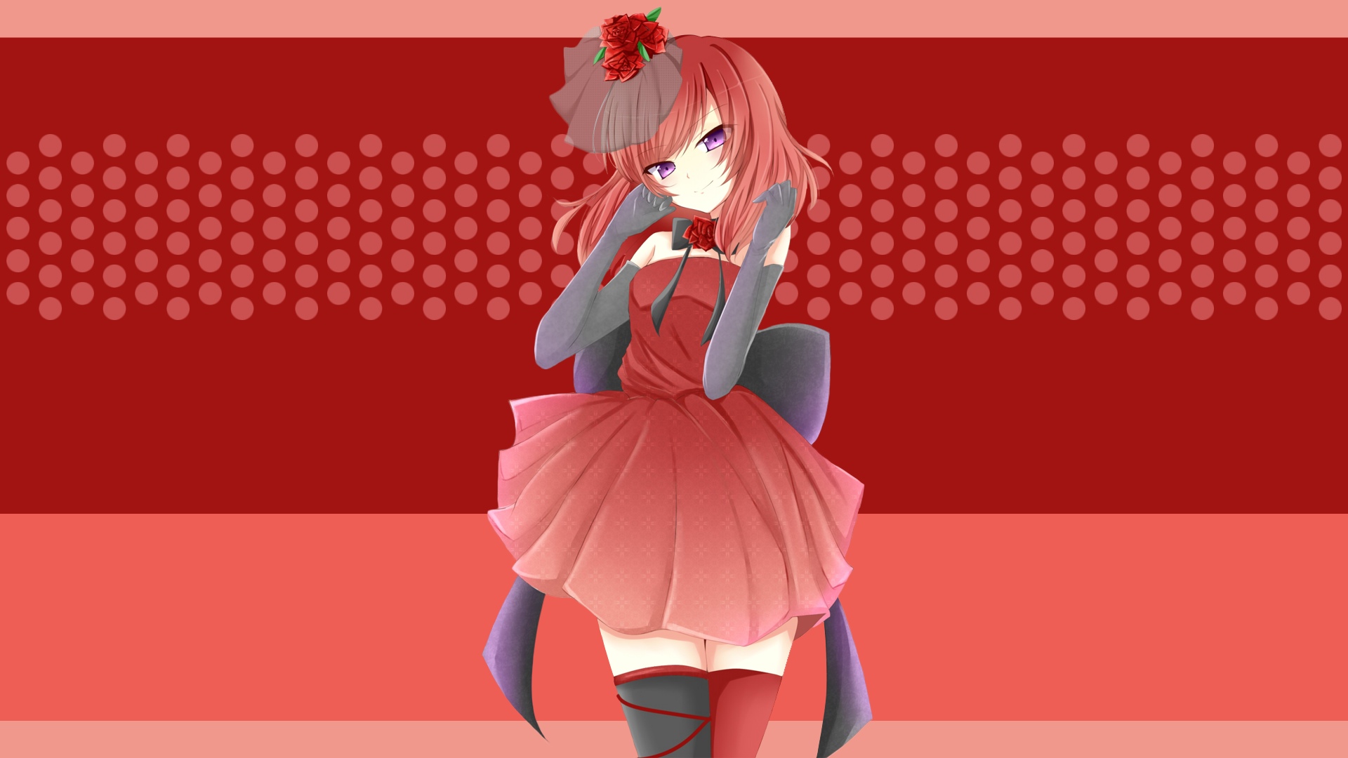 Nishikino Maki from Love Live! in a red dress HD Wallpaper