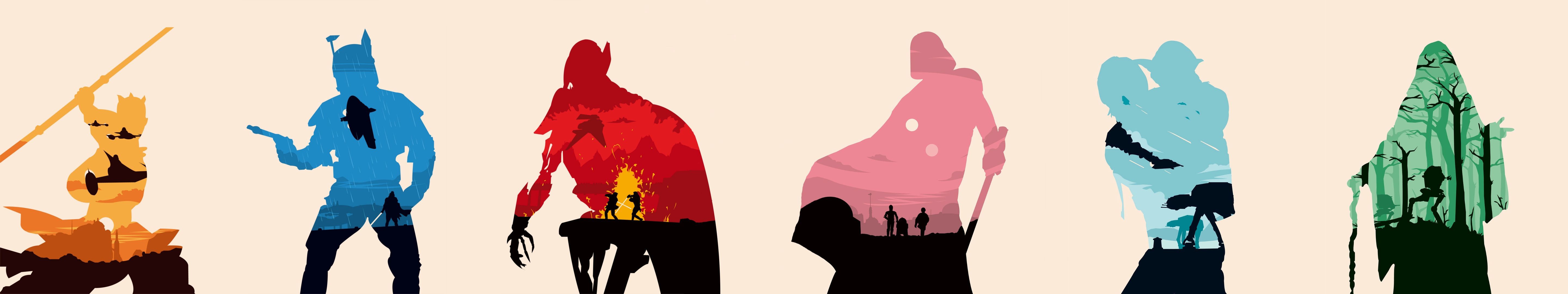 Star Wars Characters Silhouette Art by Olly Moss HD Wallpaper