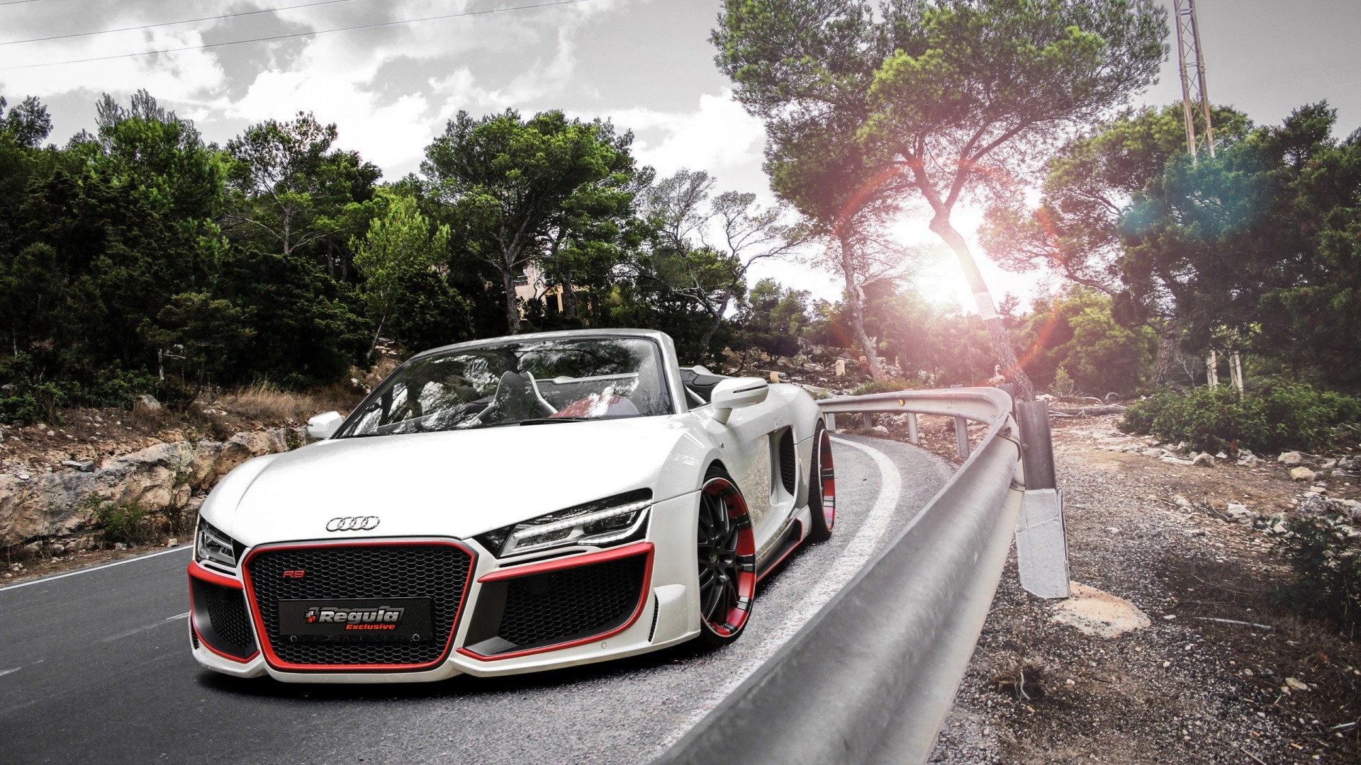 White Audi R8 Convertible on a Winding Road HD Wallpaper