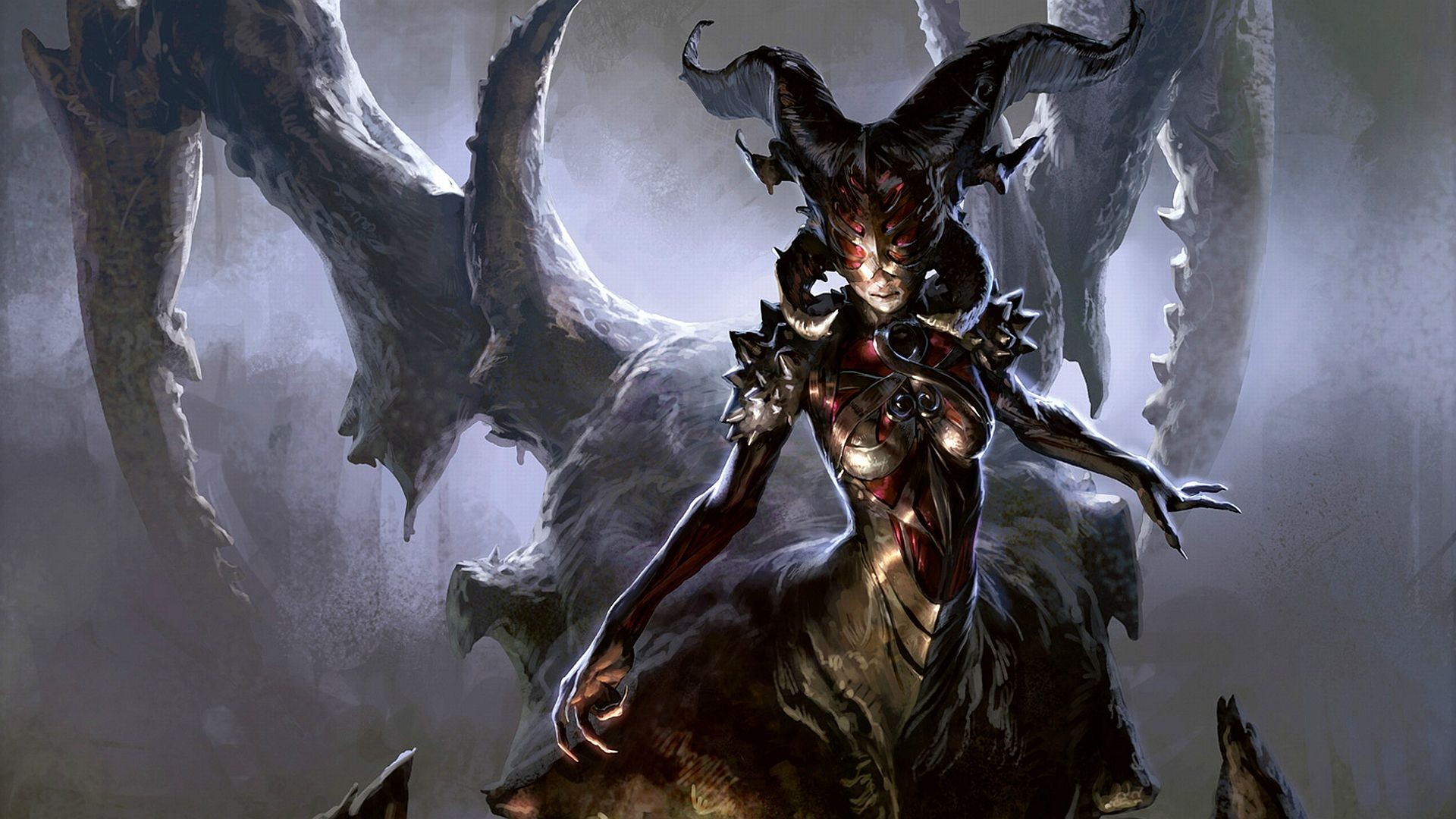 Magic: The Gathering Demon with Horns and Spikes HD Wallpaper