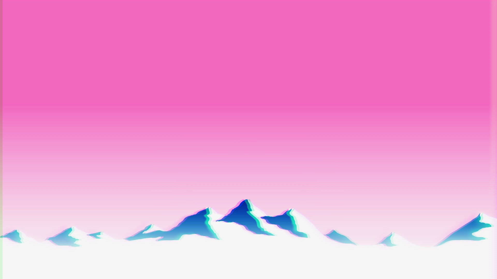 Vaporwave mountains with glitch art effect HD Wallpaper