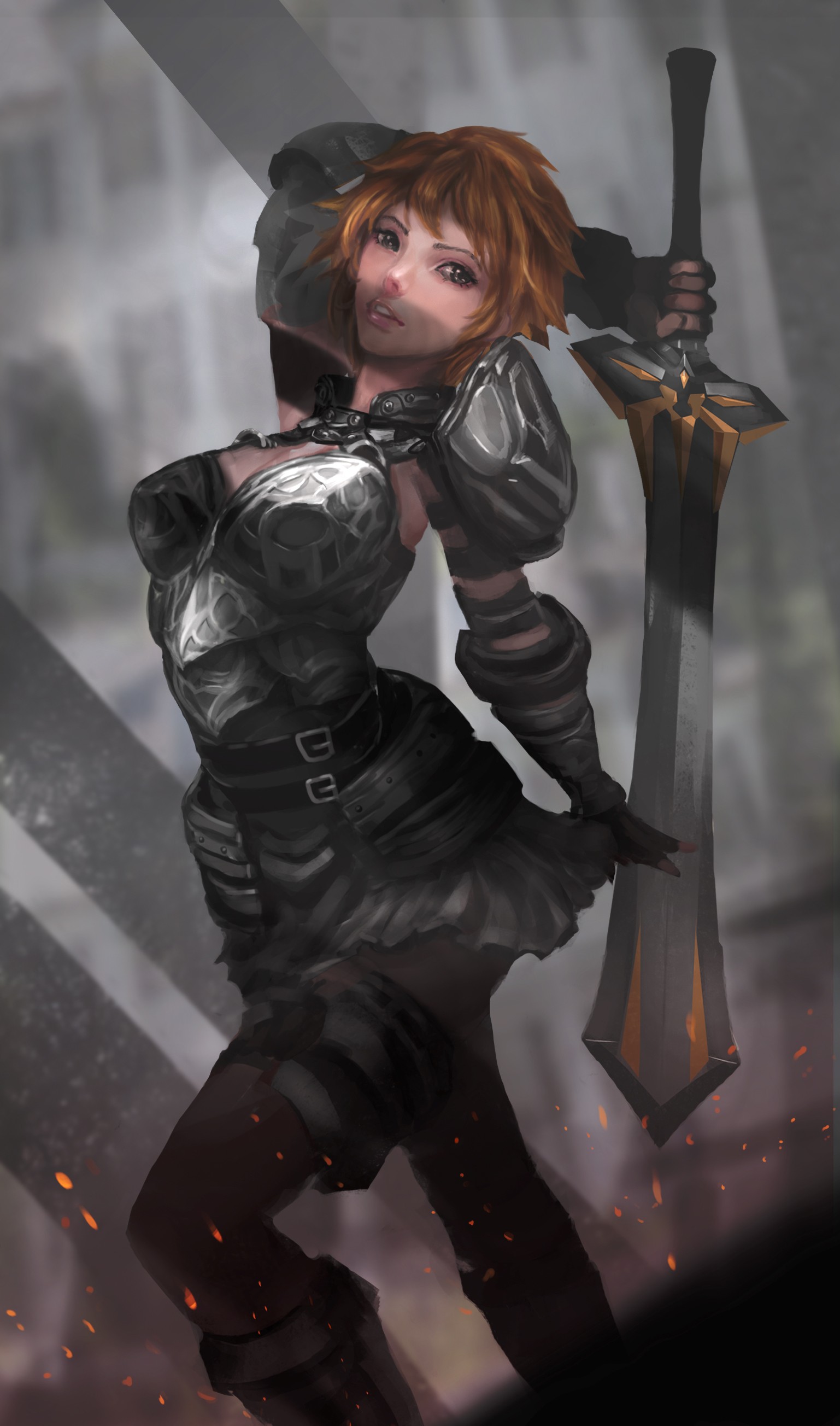 Fantasy warrior woman with a large sword HD Wallpaper