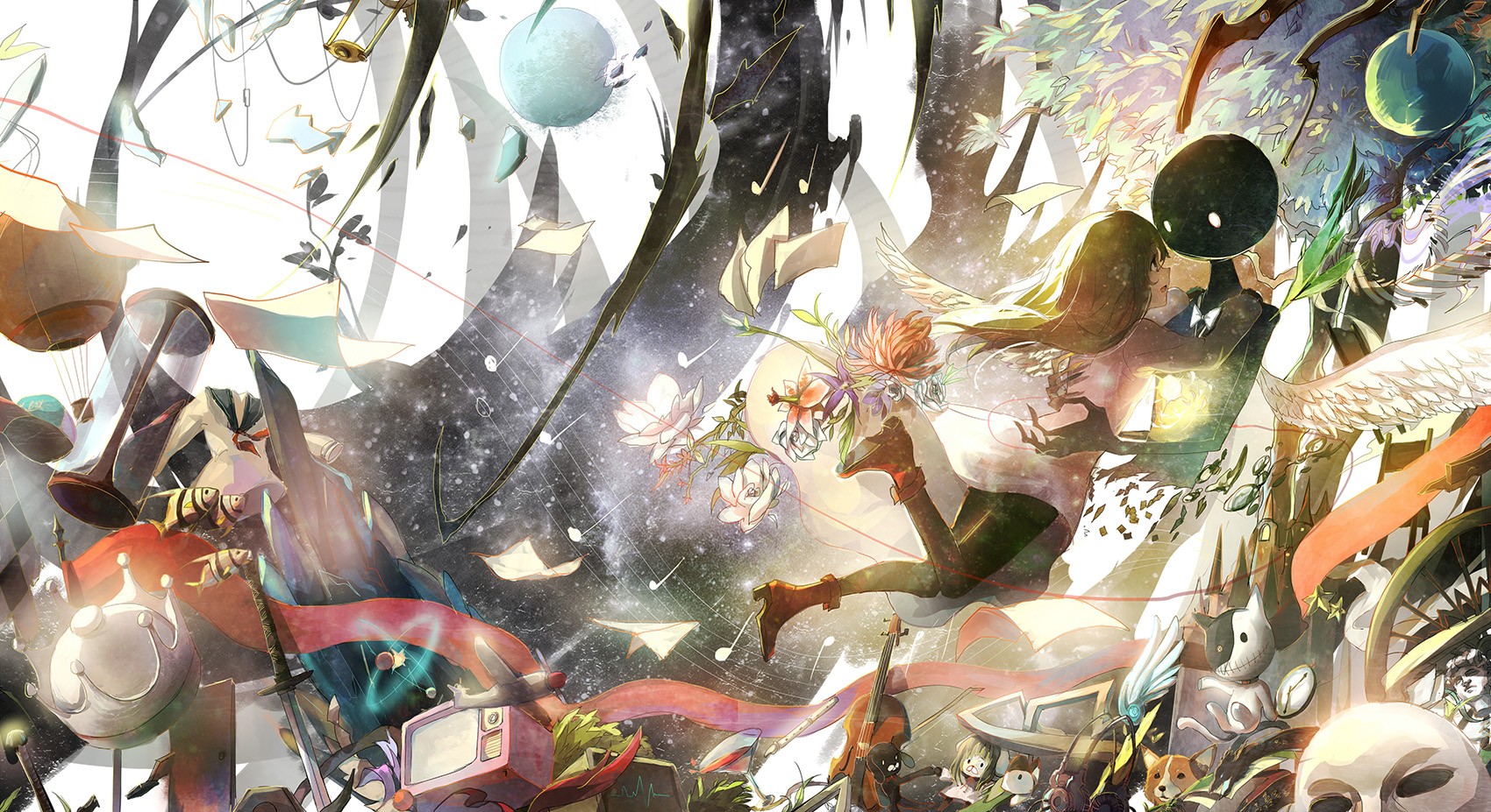 Deemo: A girl and a black creature in a fantasy world HD Wallpaper