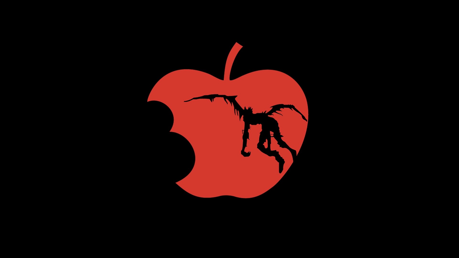 Ryuk from Death Note inside a bitten red apple HD Wallpaper