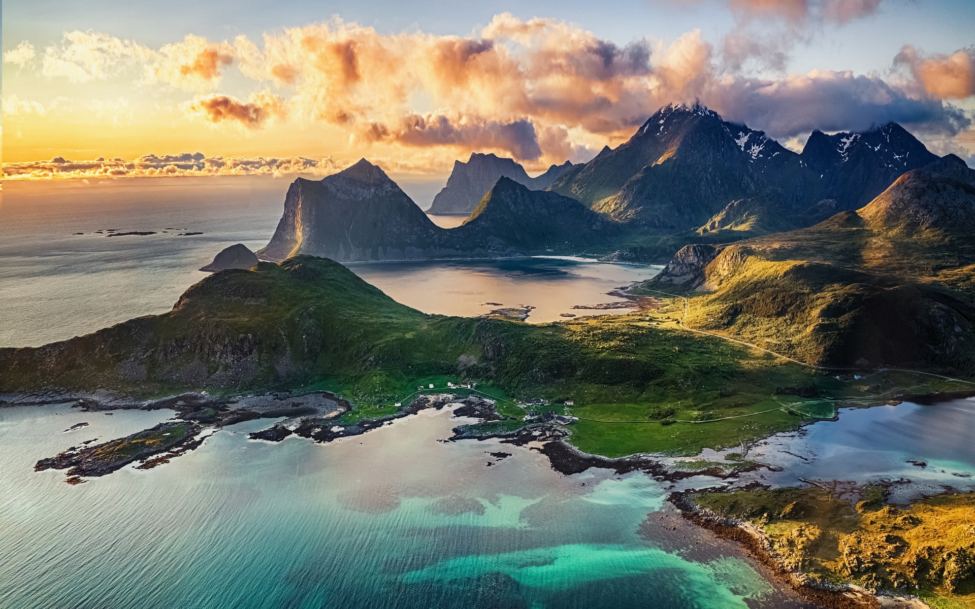 Lofoten Islands, Norway: Mountains and Sea at Sunset HD Wallpaper
