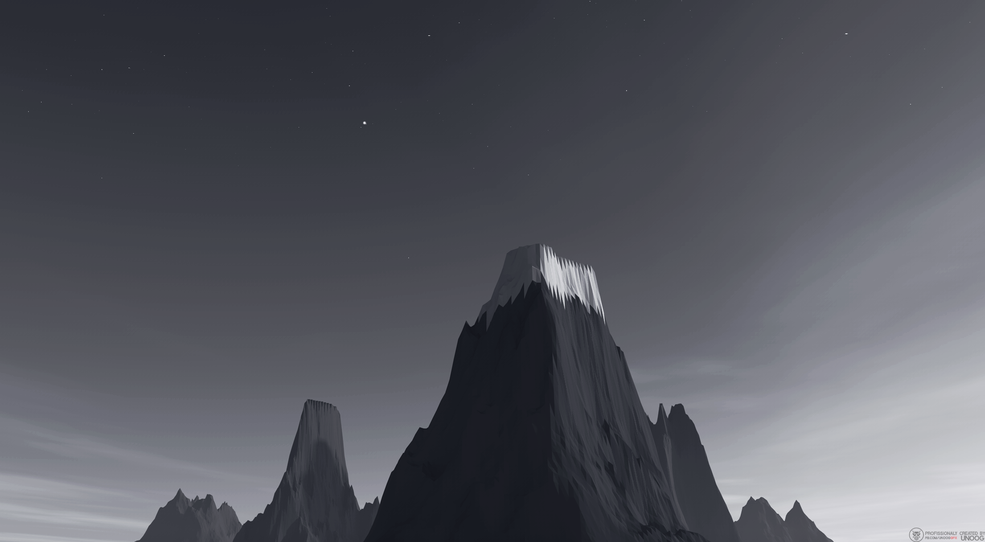 Low poly mountains under a starry sky HD Wallpaper