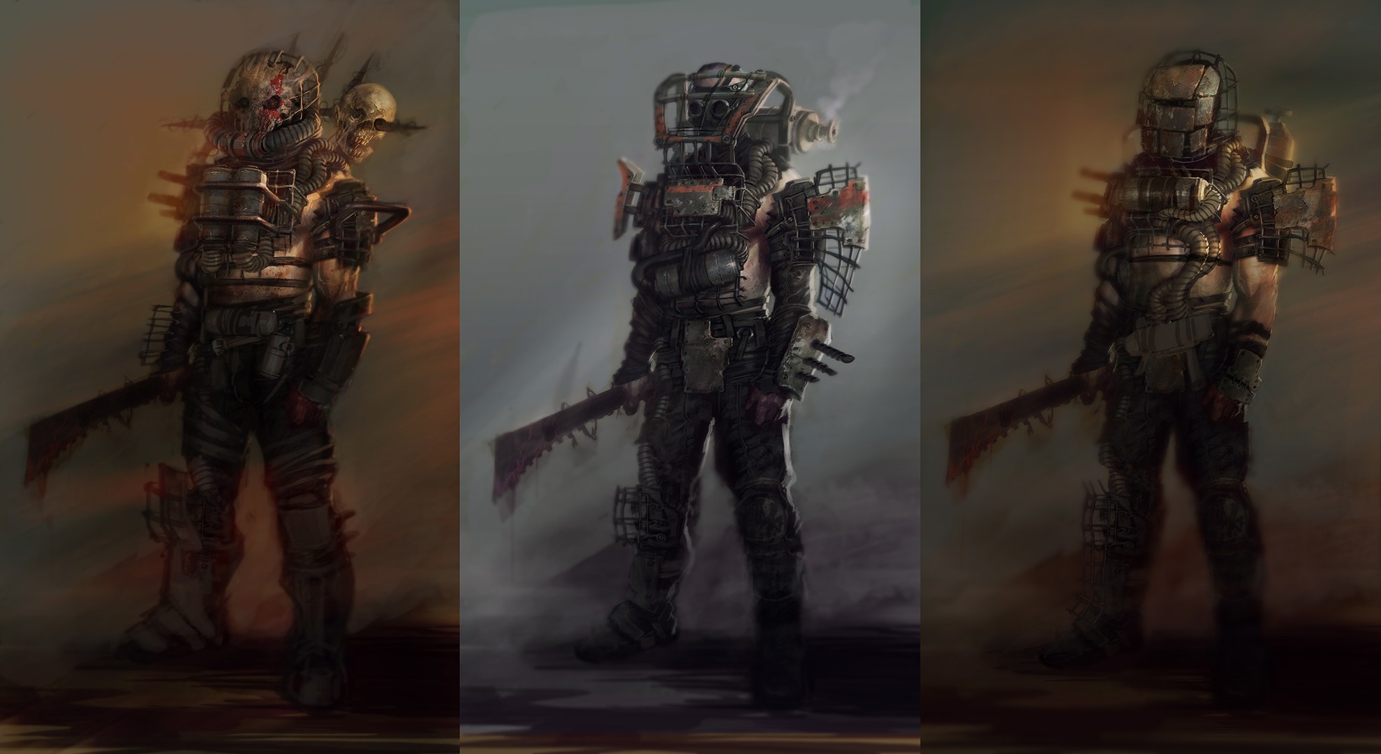 Fallout 4 concept art collage of wasteland warriors HD Wallpaper