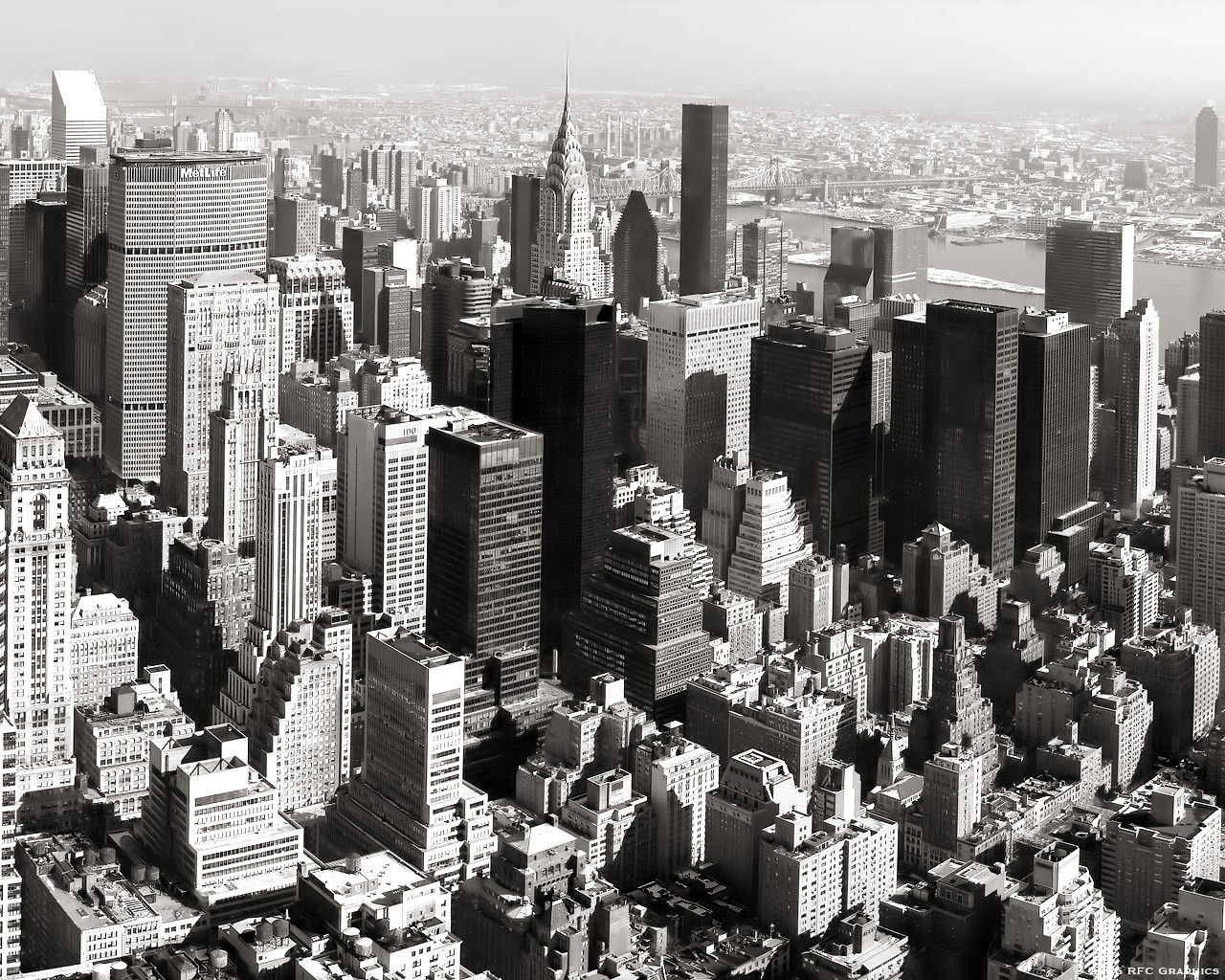 Aerial view of Manhattan skyscrapers in New York City HD Wallpaper