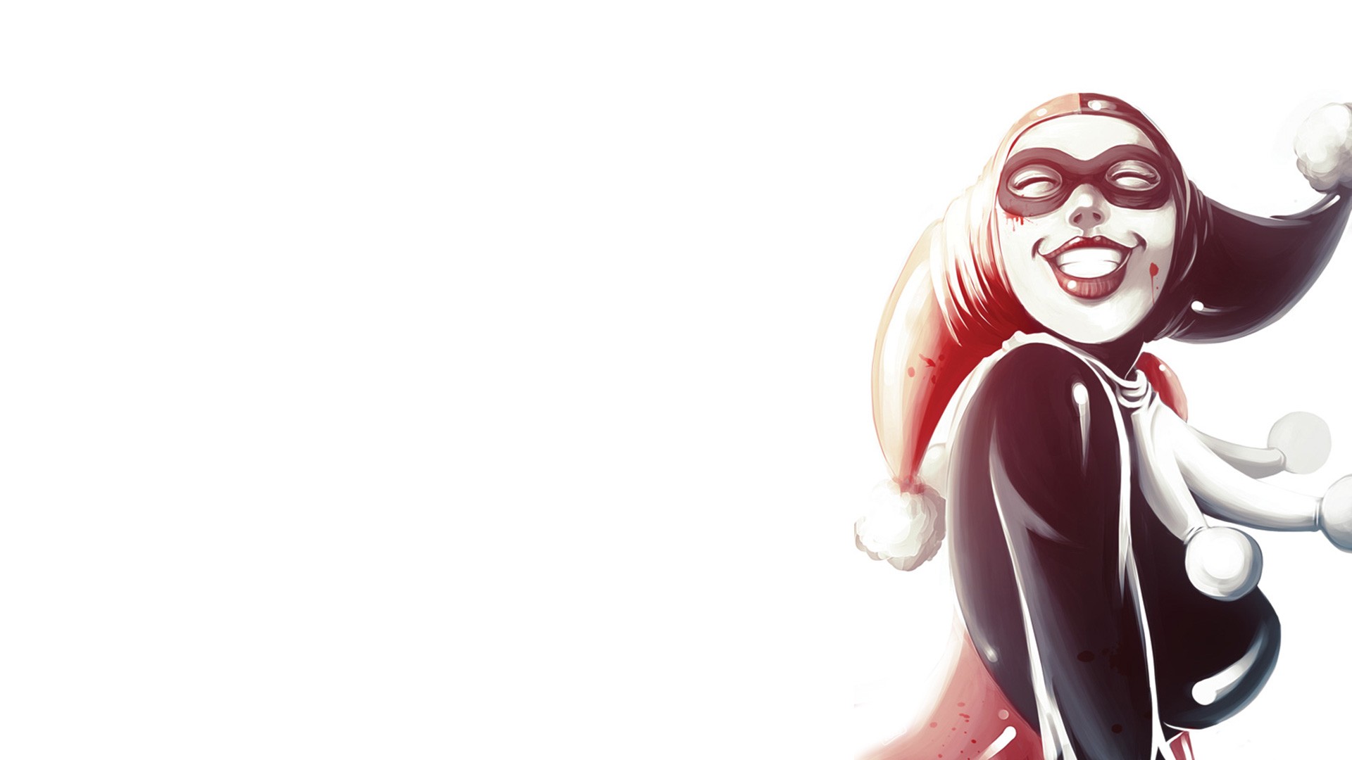 Harley Quinn smiling with red and black jester costume HD Wallpaper