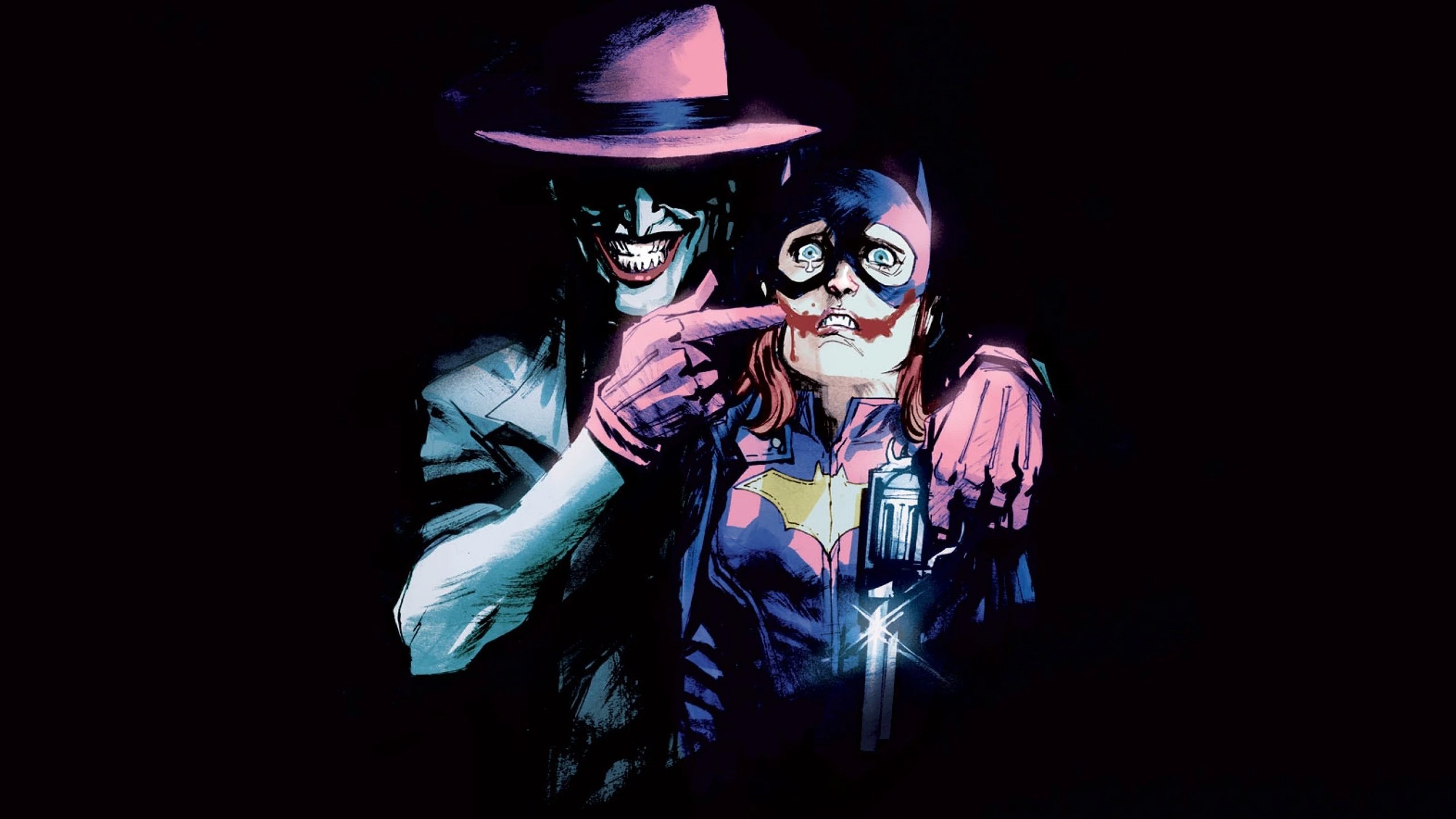 Joker and Batgirl in a dark comic book illustration HD Wallpaper