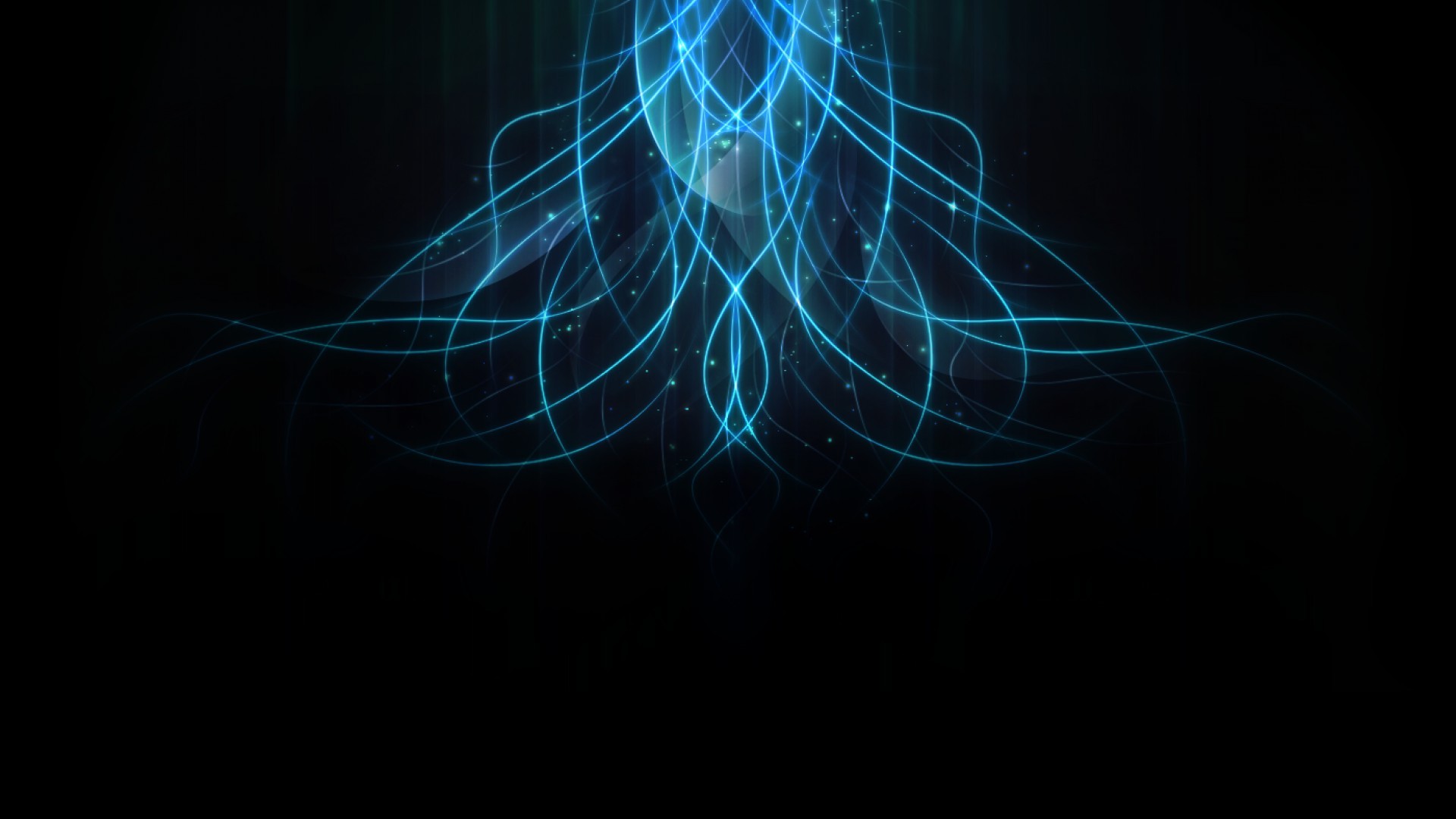 Abstract blue glowing lines on black background HD Wallpaper