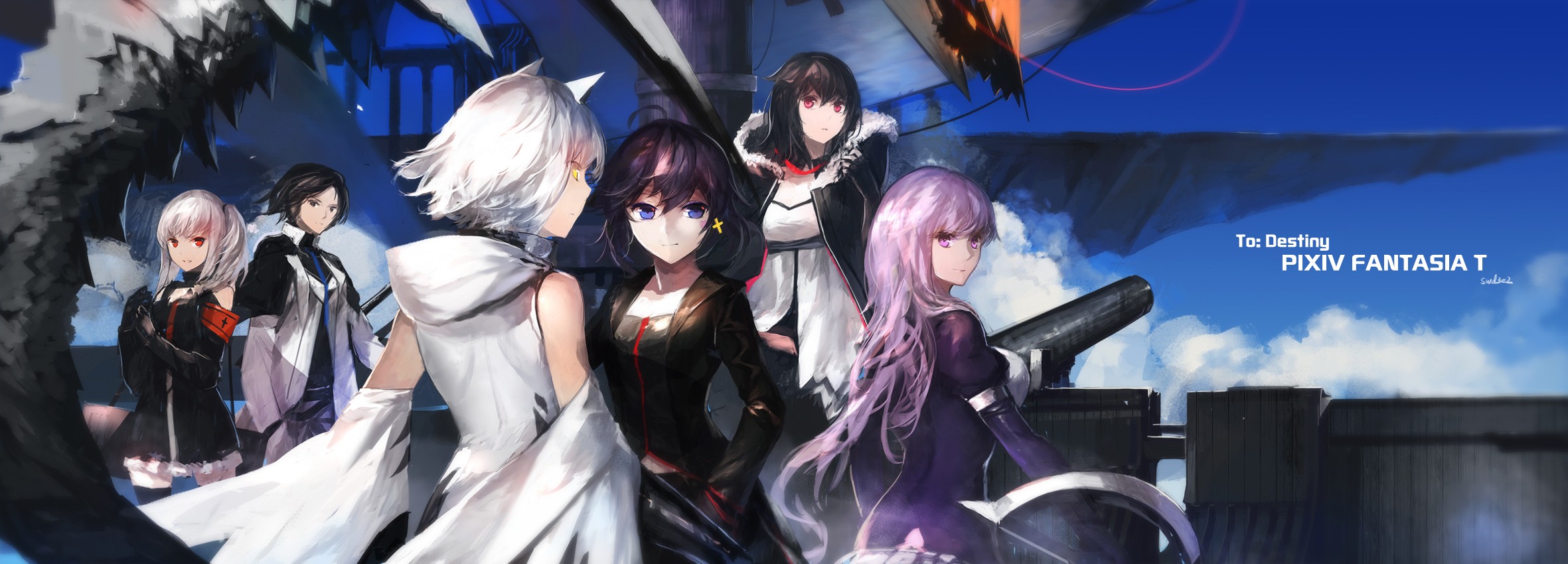 Pixiv Fantasia T: Aina Field and companions on a ship HD Wallpaper