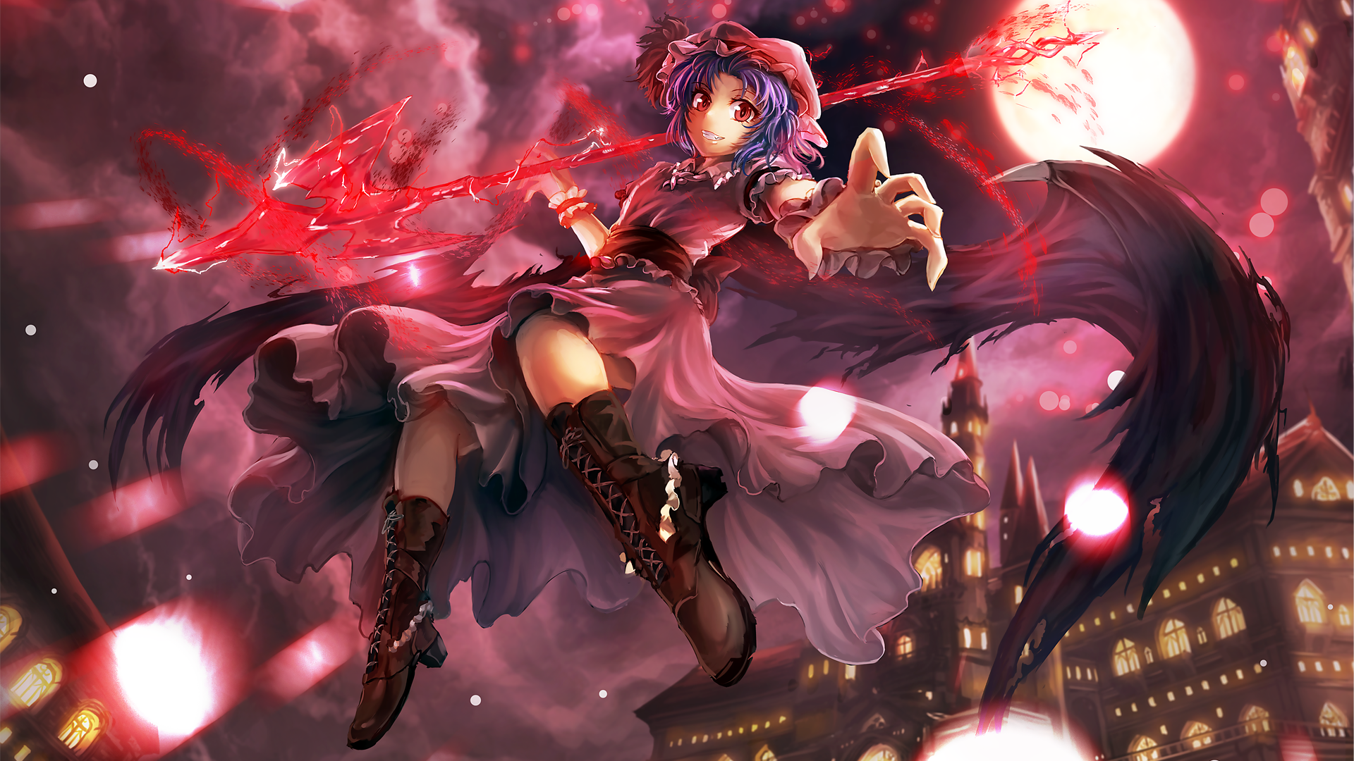 Remilia Scarlet from Touhou with red energy HD Wallpaper