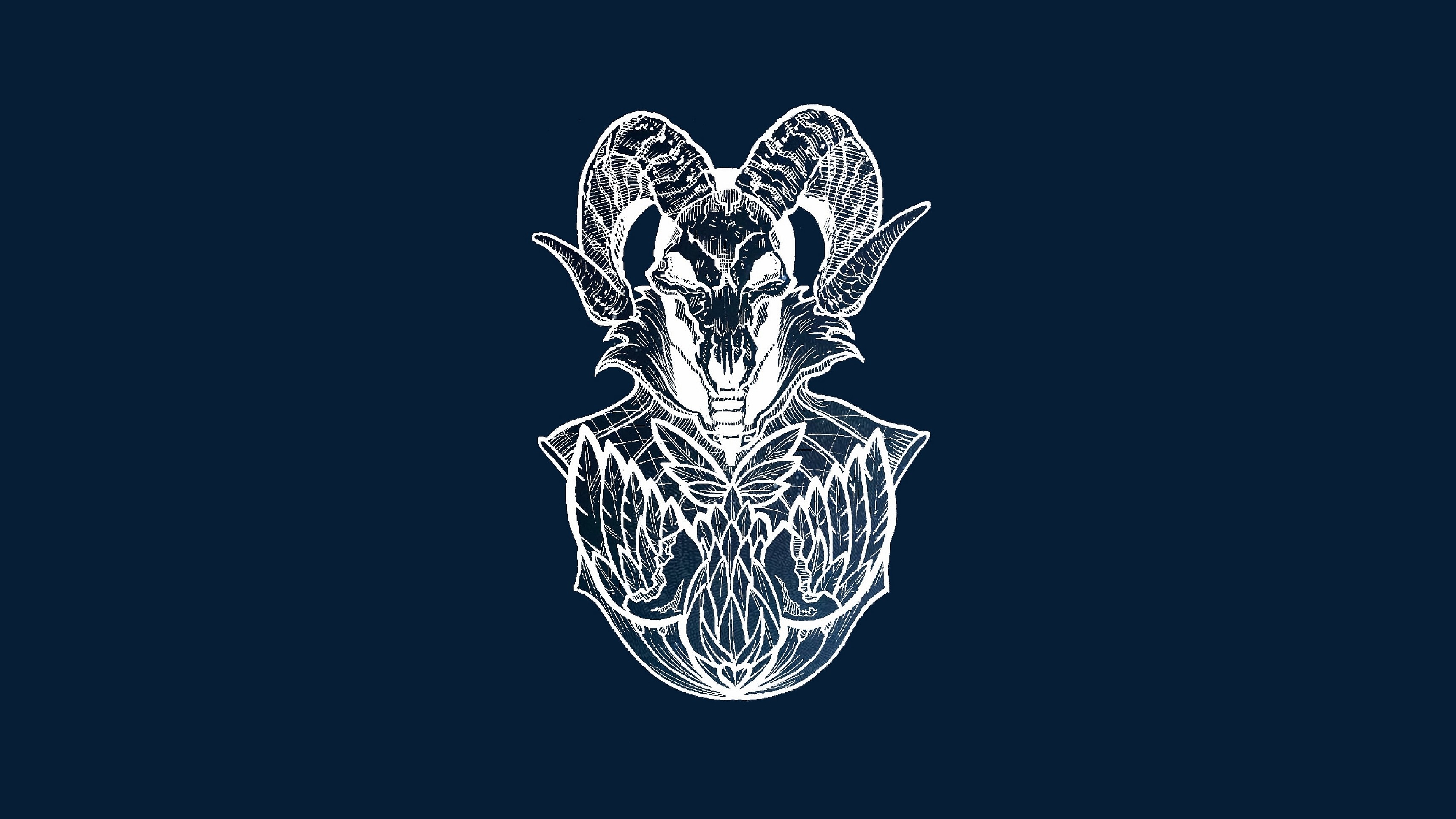 Fantasy art of a demonic ram skull bust HD Wallpaper