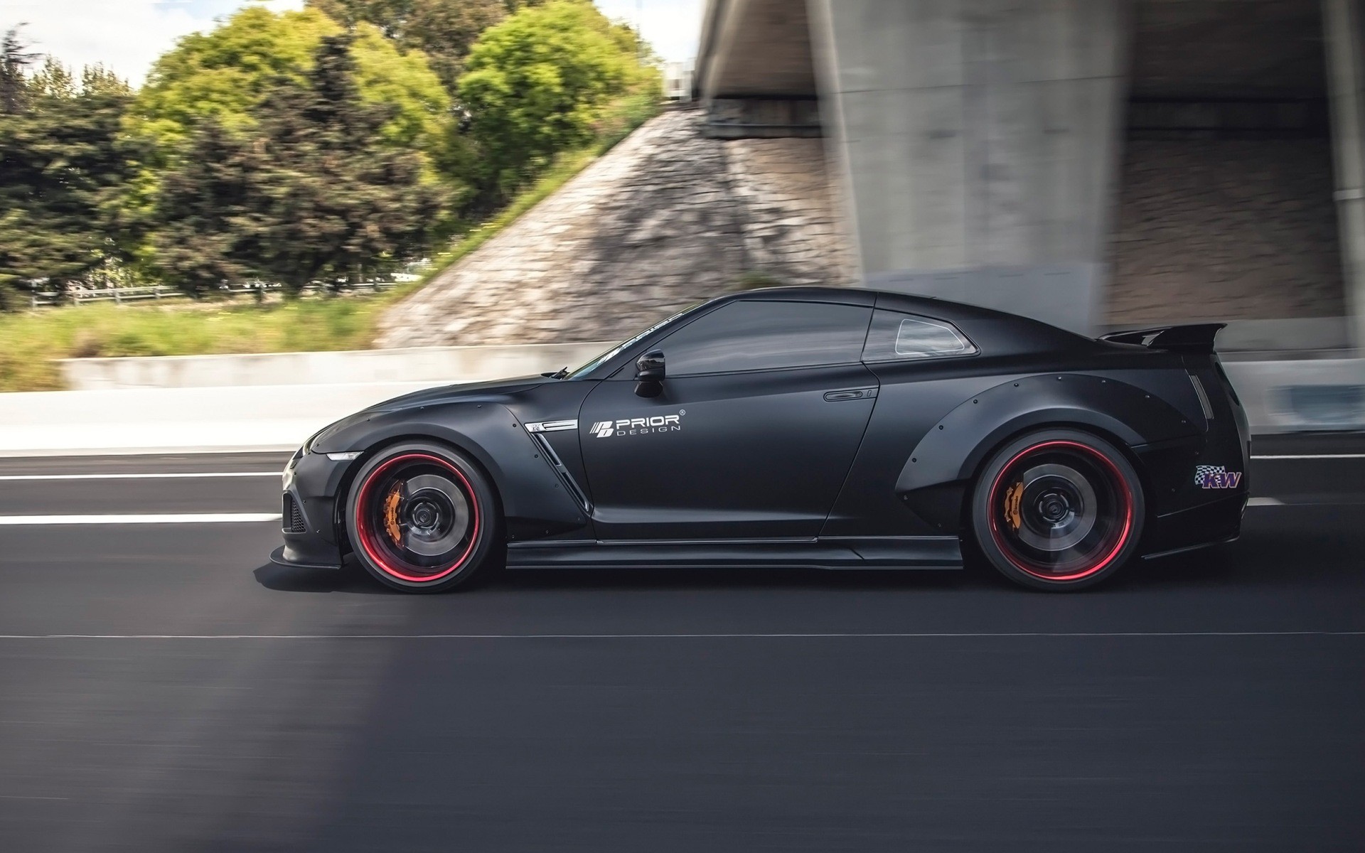 Matte black Nissan GT-R PD750 Widebody by Prior Design HD Wallpaper