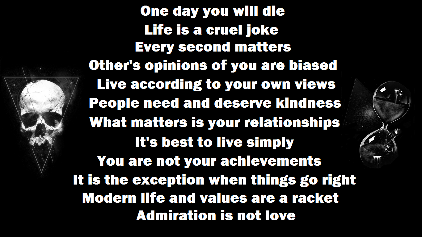 Demotivational text with skull and hourglass HD Wallpaper