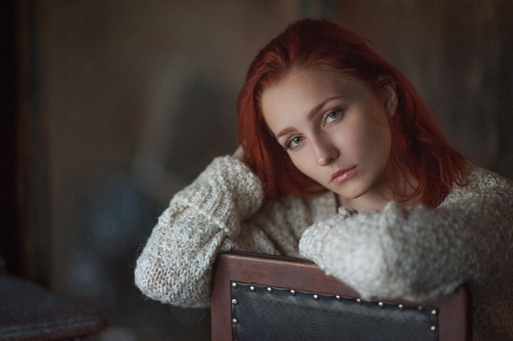 Portrait of Vladislava Masko, a redhead model HD Wallpaper