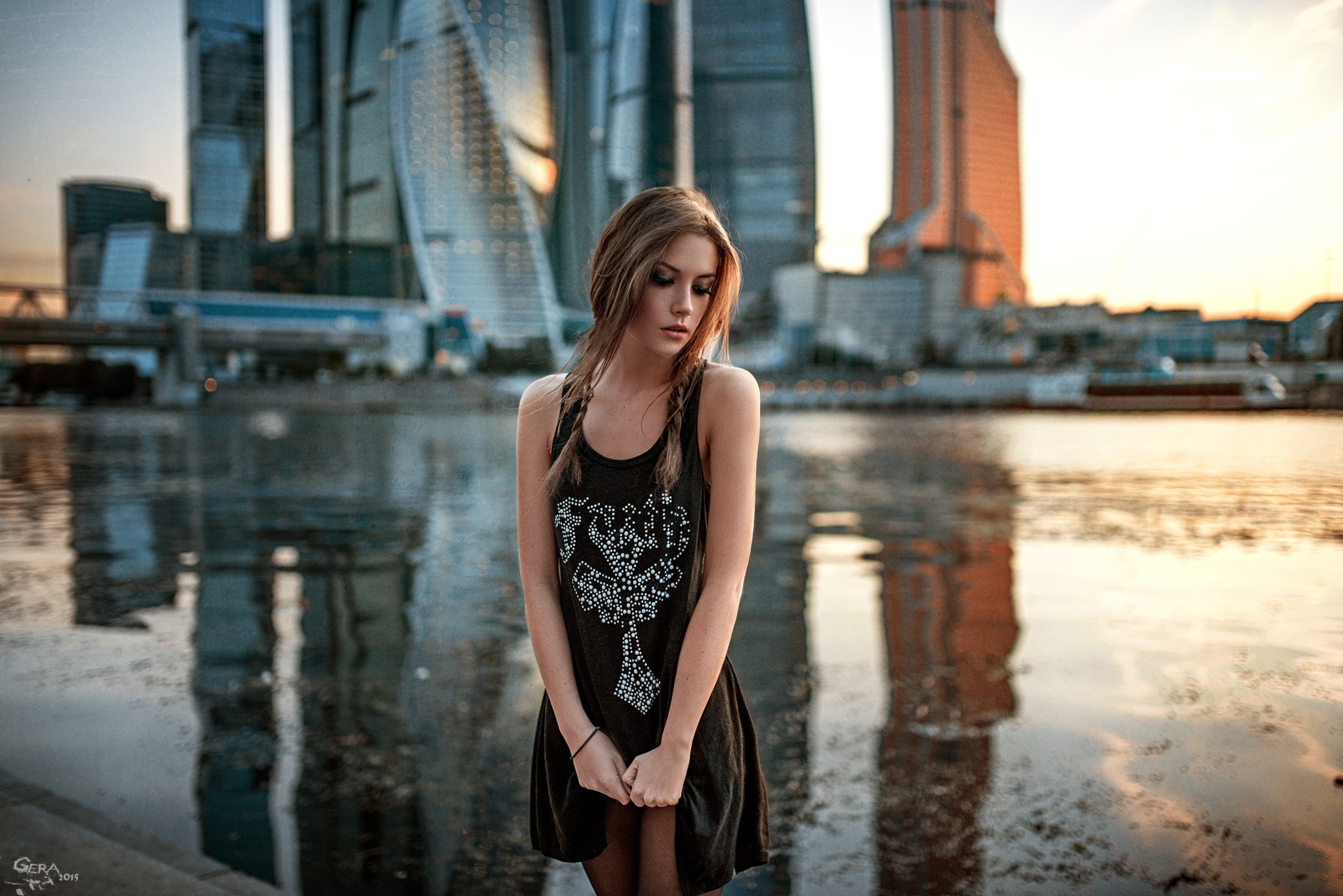 Ksenia Kokoreva by Georgy Chernyadyev in Moscow City HD Wallpaper