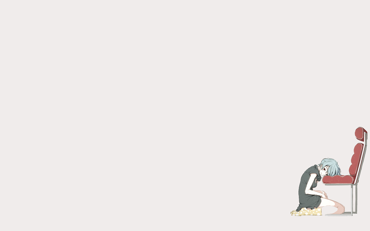 Ayanami Rei from Neon Genesis Evangelion sitting by a chair HD Wallpaper