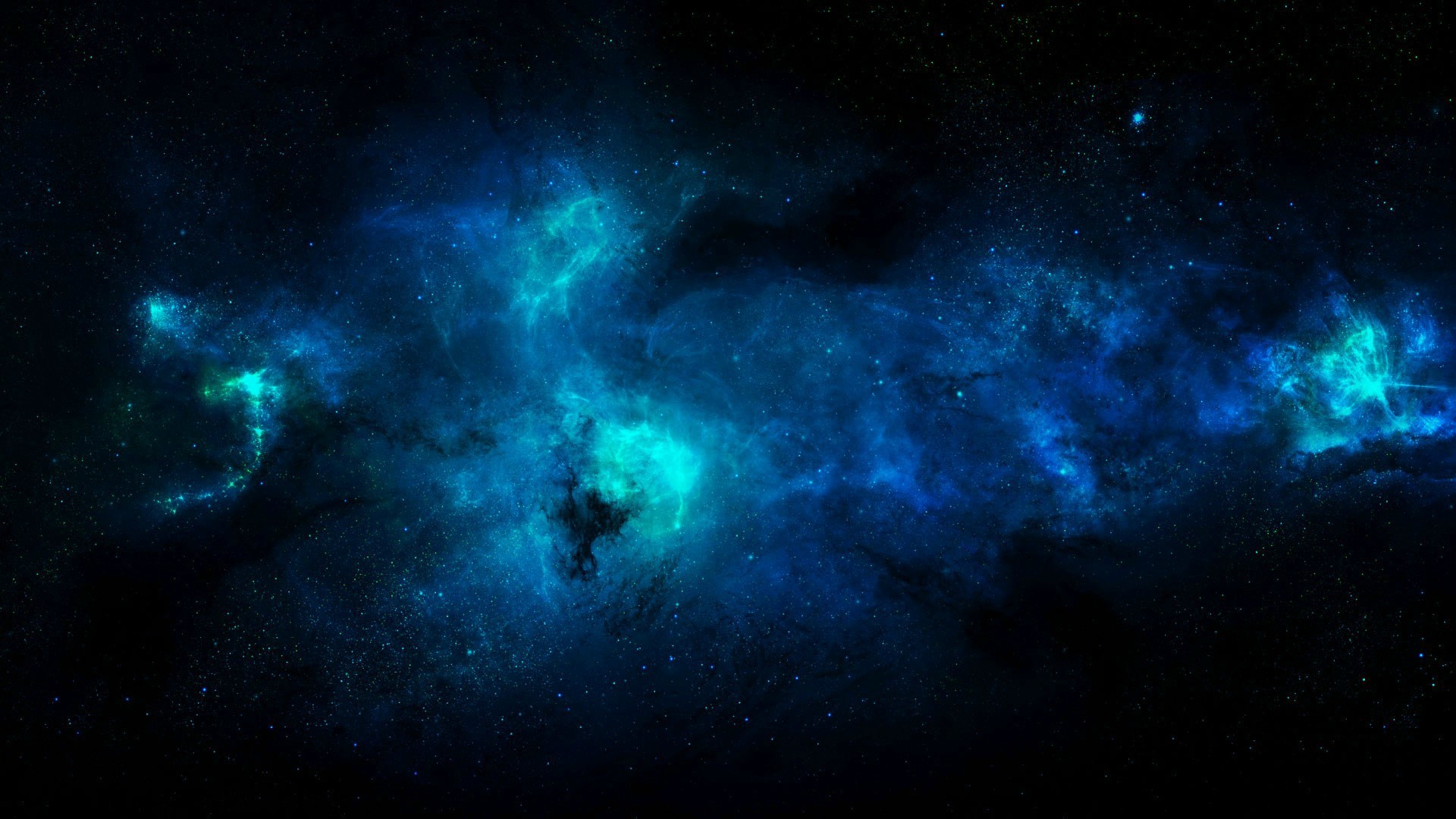 Blue and green nebula in deep space HD Wallpaper