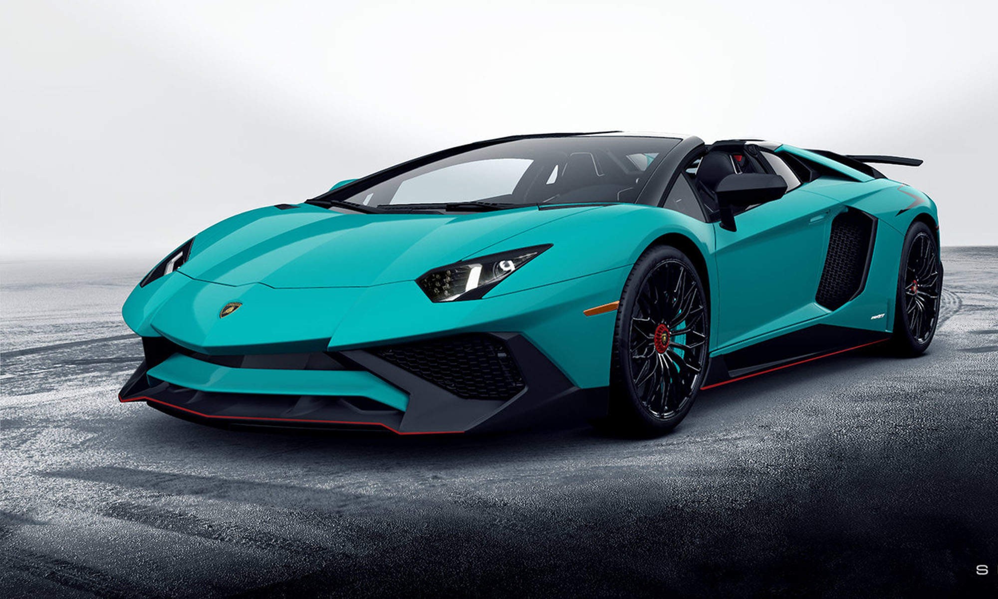 Turquoise Lamborghini Aventador Roadster HD Wallpaper