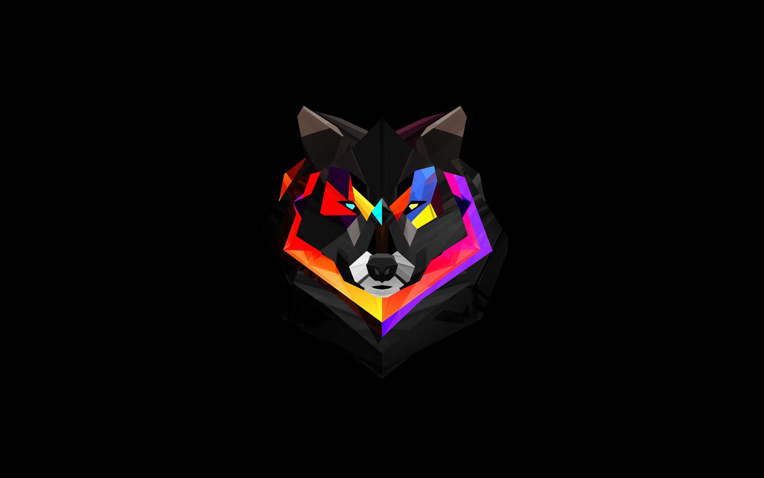 Geometric wolf head with rainbow colors HD Wallpaper