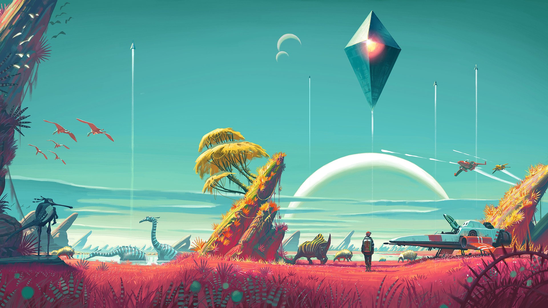 No Man's Sky alien planet artwork HD Wallpaper