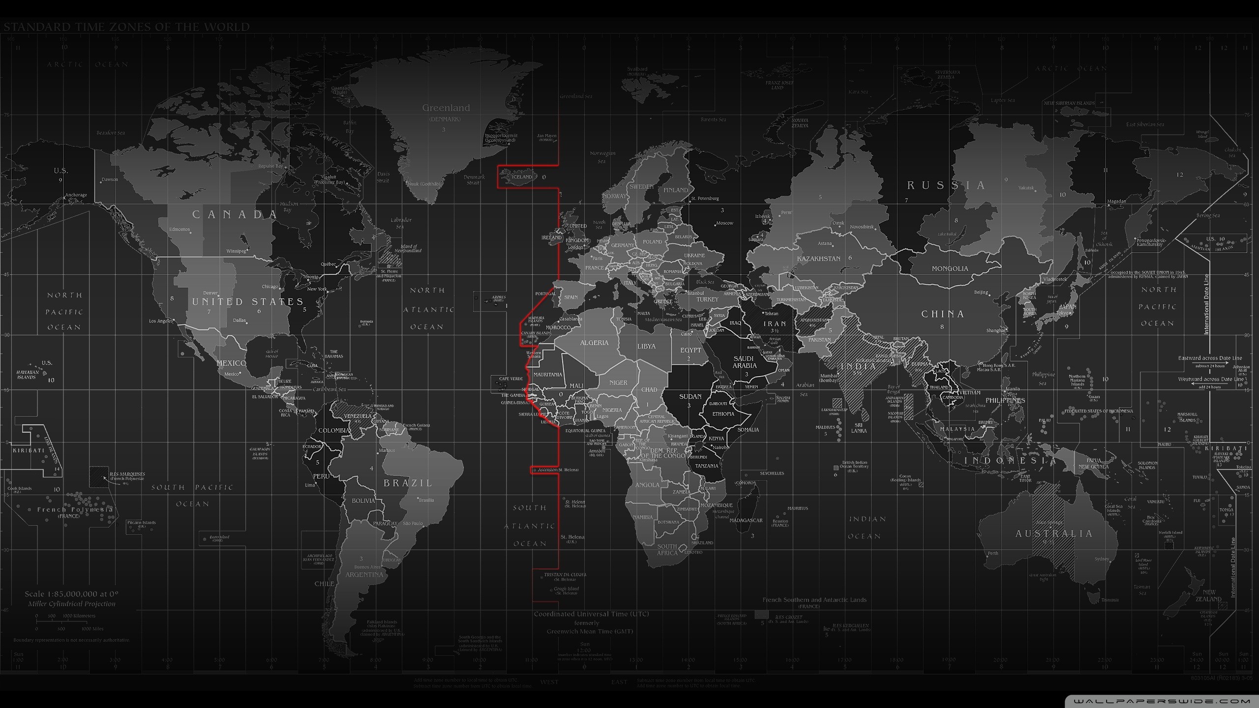 Standard Time Zones of the World Map HD Wallpaper