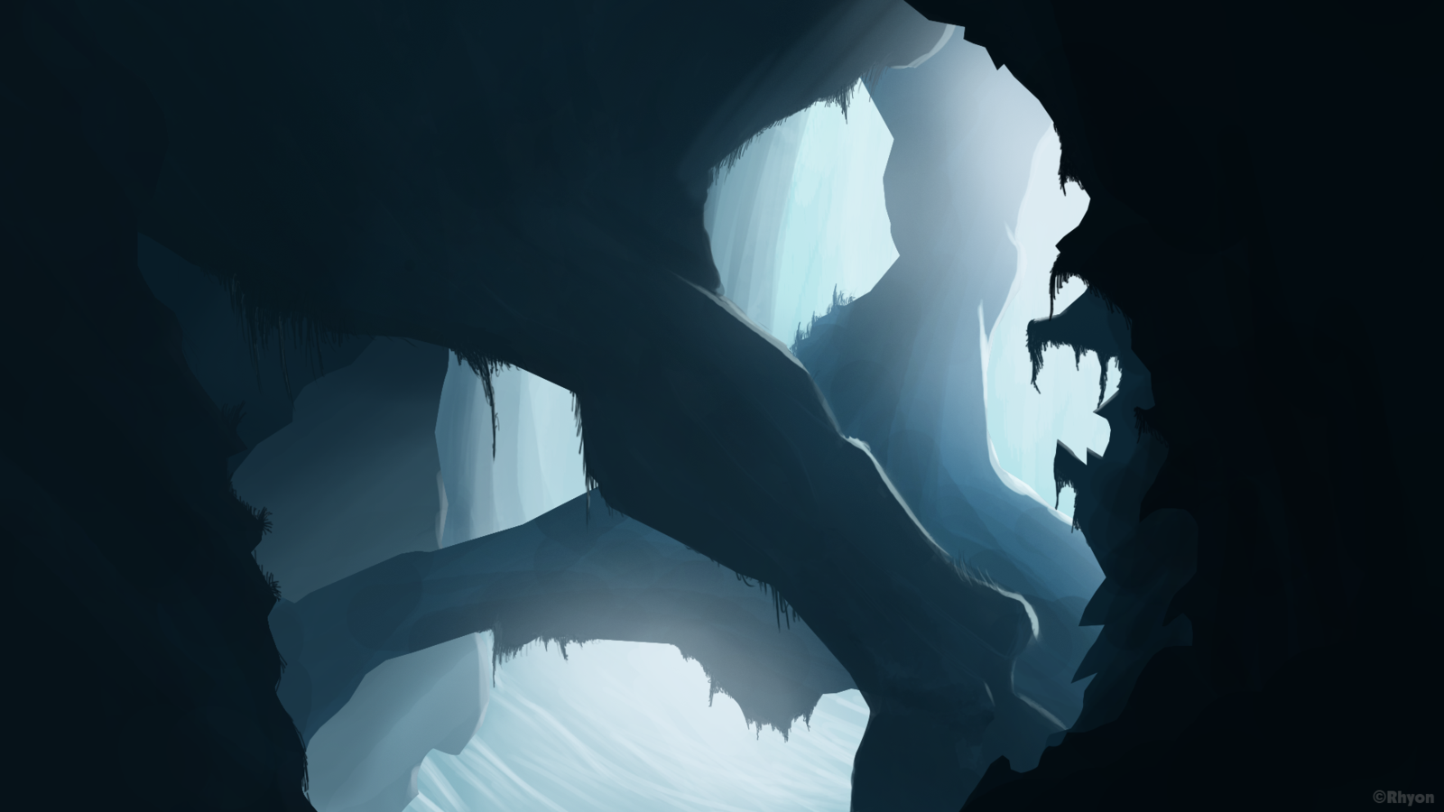 Artwork of a fantasy cave HD Wallpaper