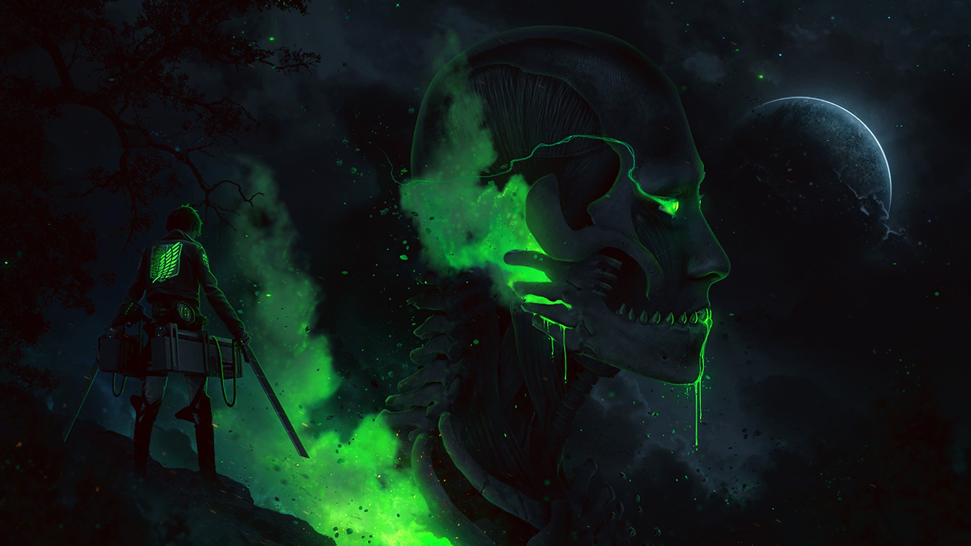 Attack on Titan Skeleton Titan and Soldier HD Wallpaper