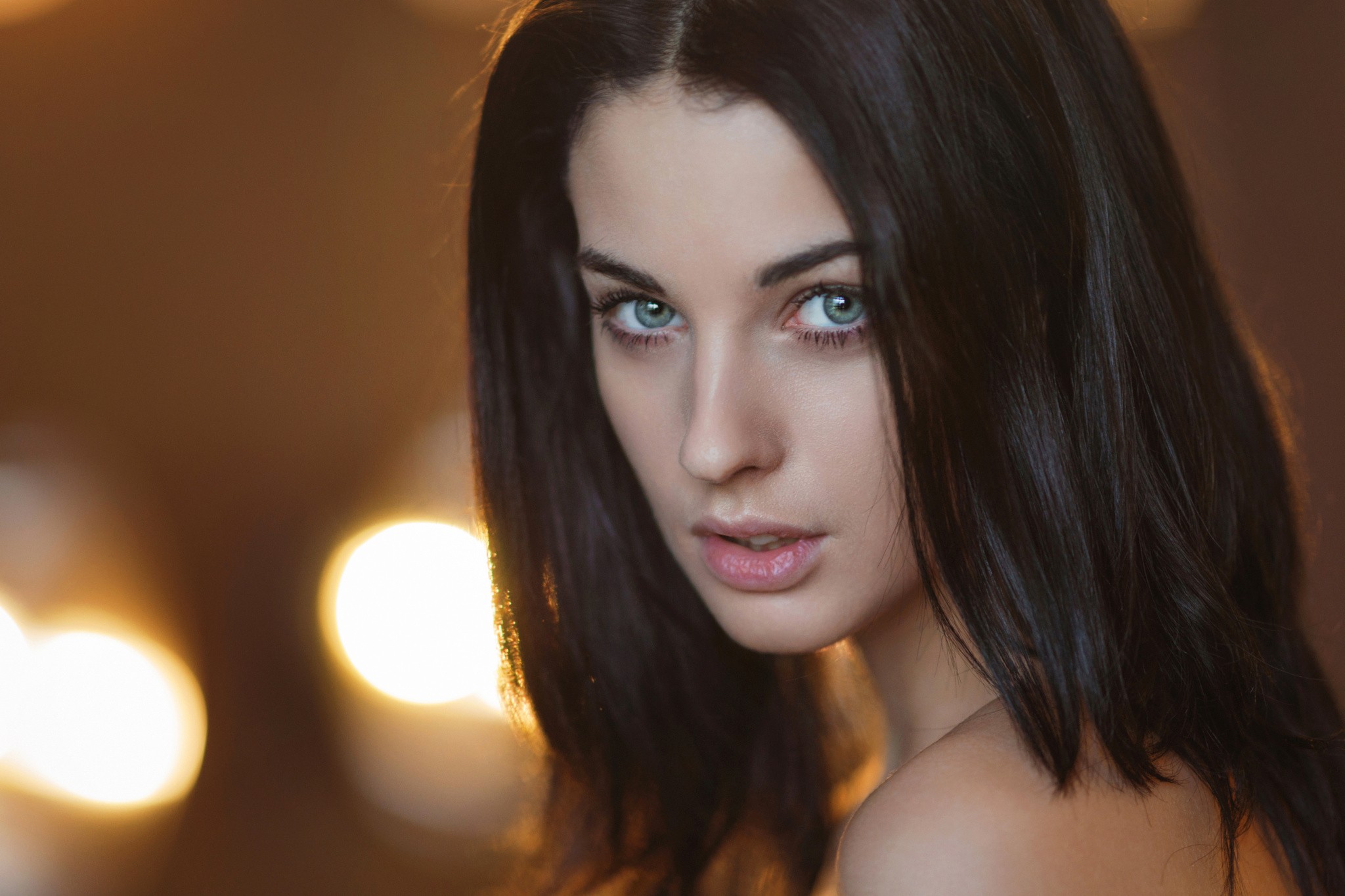 Portrait of Alla Berger with blue eyes HD Wallpaper
