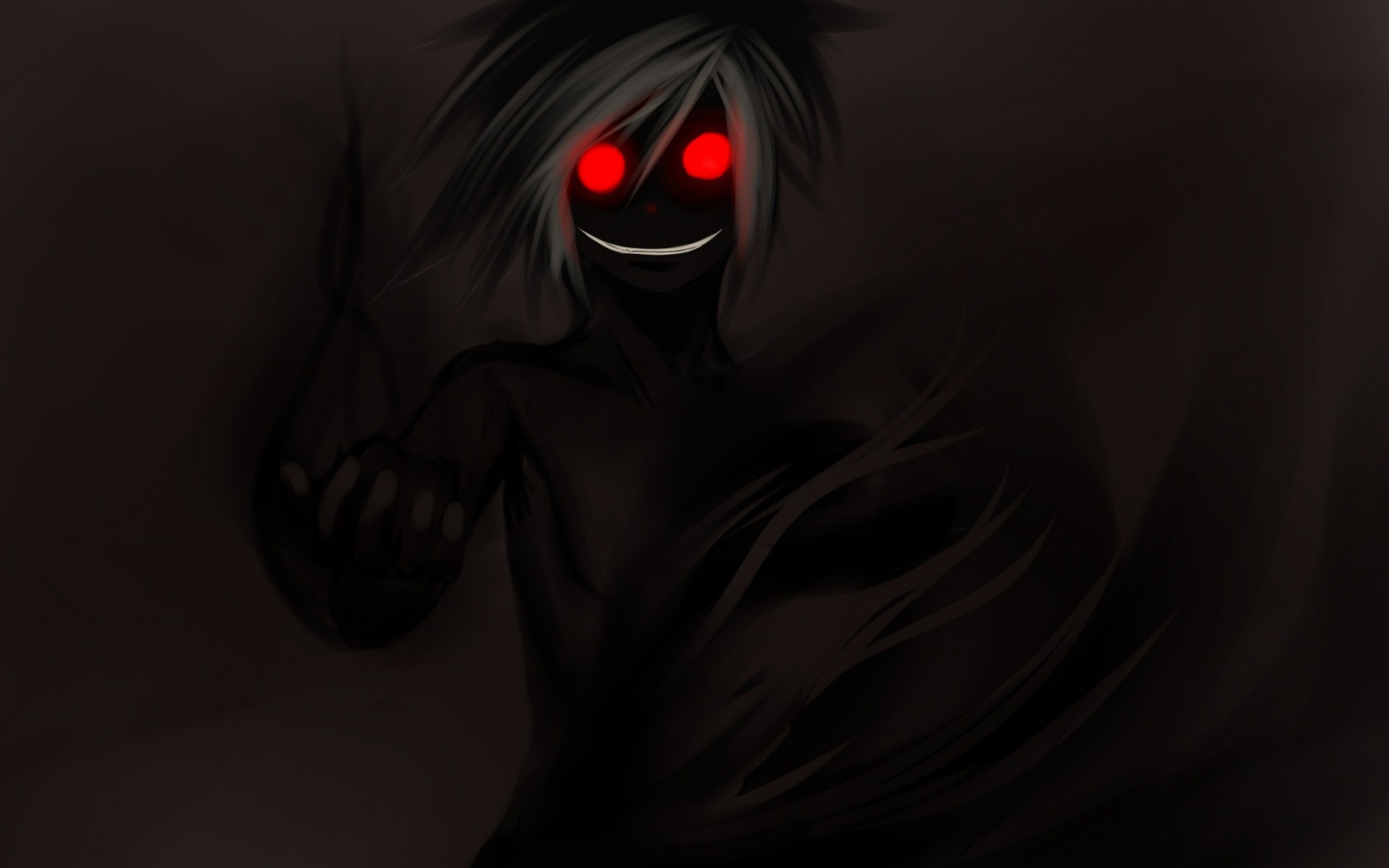 Dark figure with red eyes and a smile HD Wallpaper