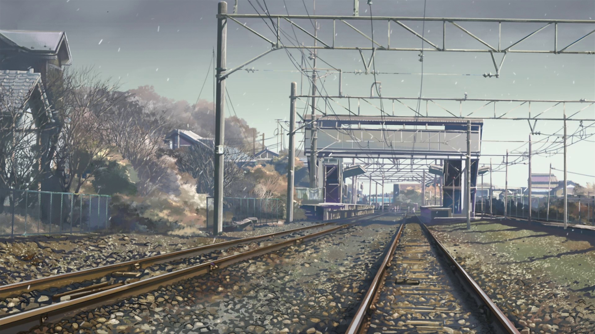 5 Centimeters Per Second train station HD Wallpaper